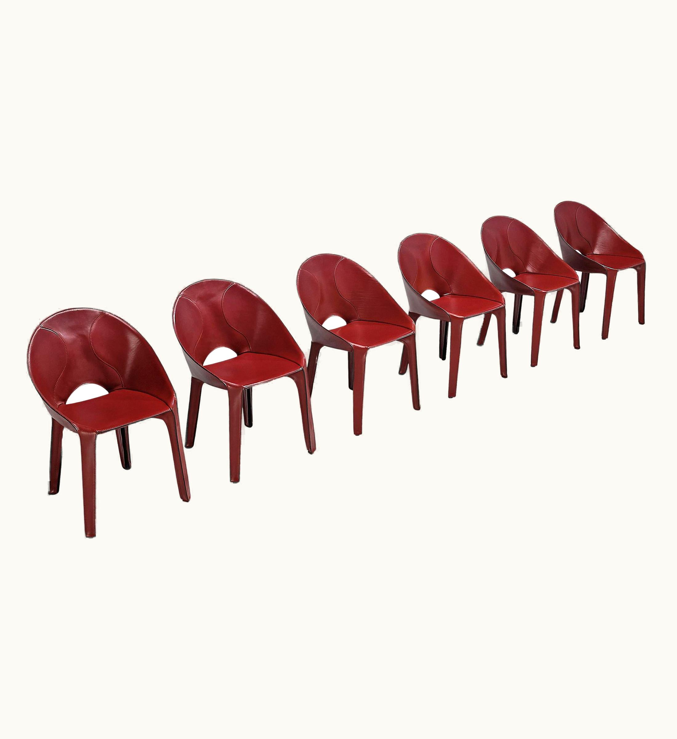 Mario Bellini Mario Bellini Set Of Six 'Lira E Liuto' Dining Chairs In Leather UZ0193520