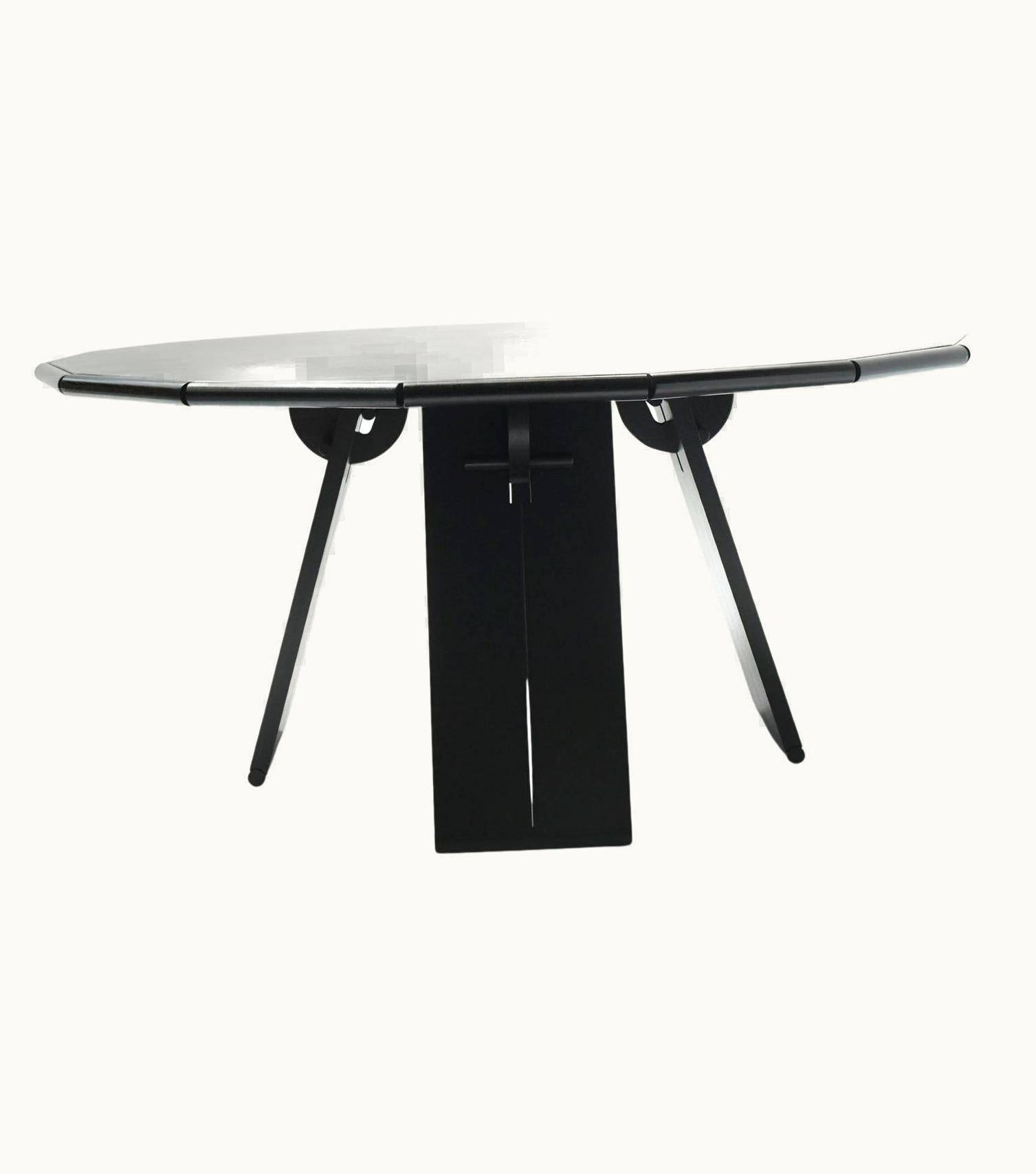 Mario Bellini Mario Bellini Extremely Rare La Loggia Table Black Wood/Leather By Mario Bellini For Cassina