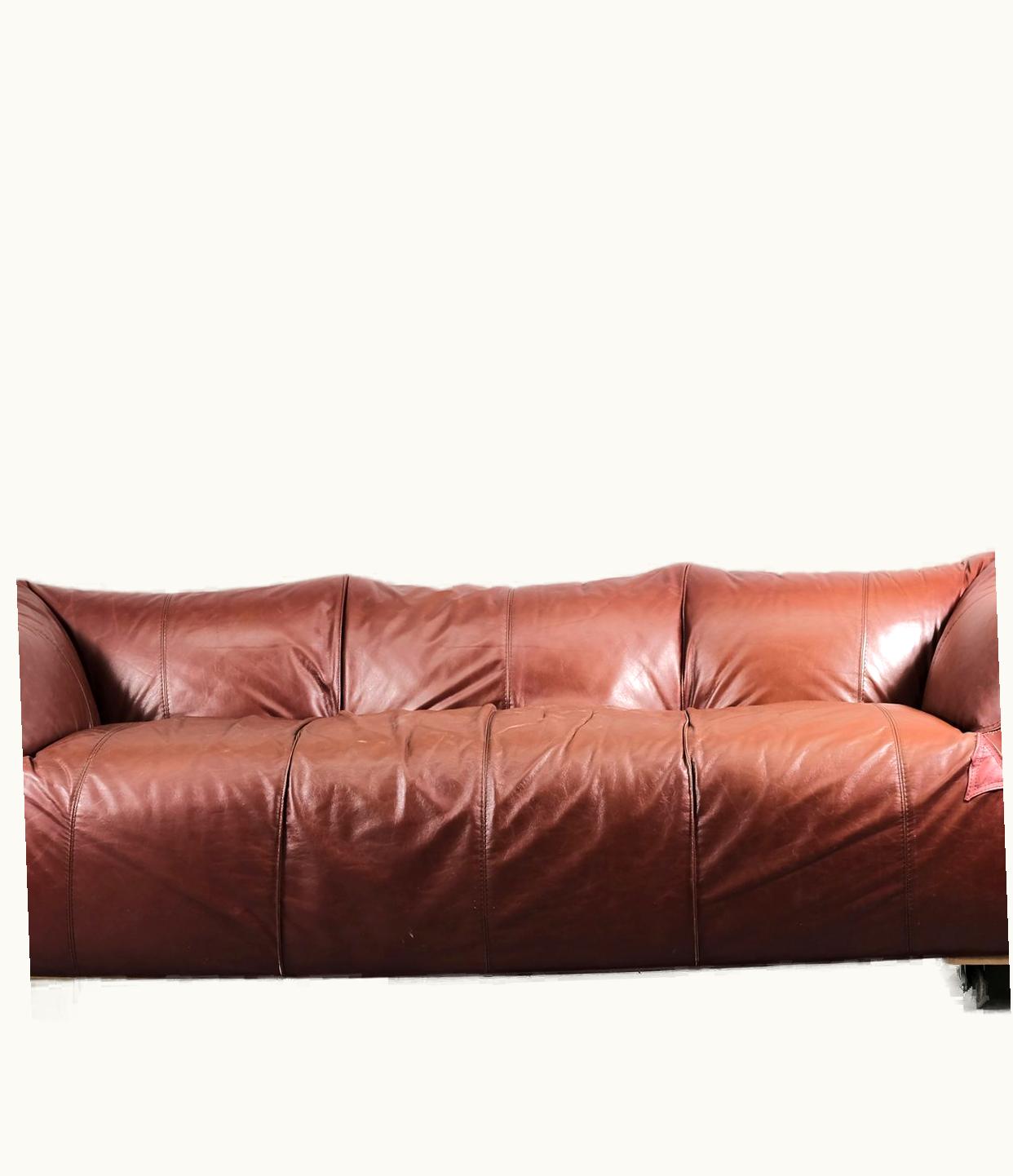 Mario Bellini Mario Bellini Le Bambole 3-Seater Leather Sofa By Mario Bellini For B&B Italia, 1970s