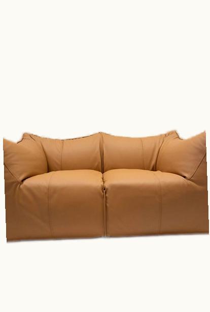 Mario Bellini Mario Bellini Mid-Century Modern Bambole Sofa By Mario Bellini For B&B Italia, Cognac Leather