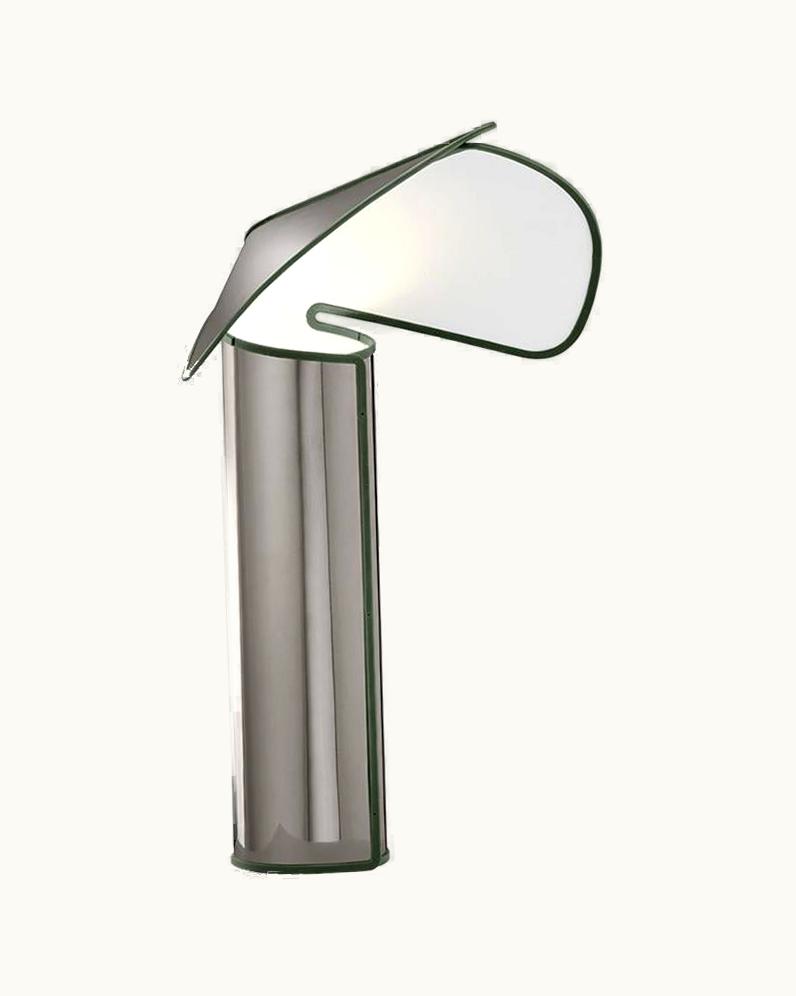 Mario Bellini Mario Bellini Flos Chiara LED Table Lamp In Dark Grey With Olive Green Edge By Mario Bellini