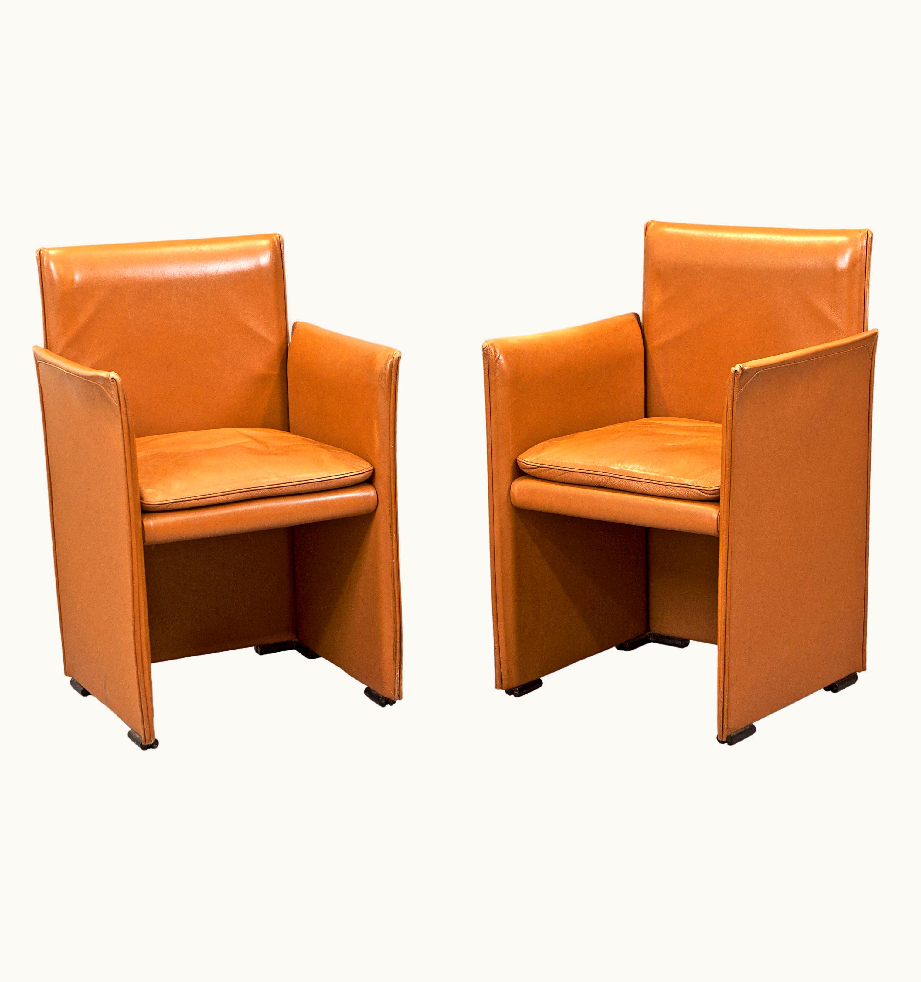 Mario Bellini Mario Bellini 1980's Mario Bellini ''401 Break'' Leather Armchairs For Cassina