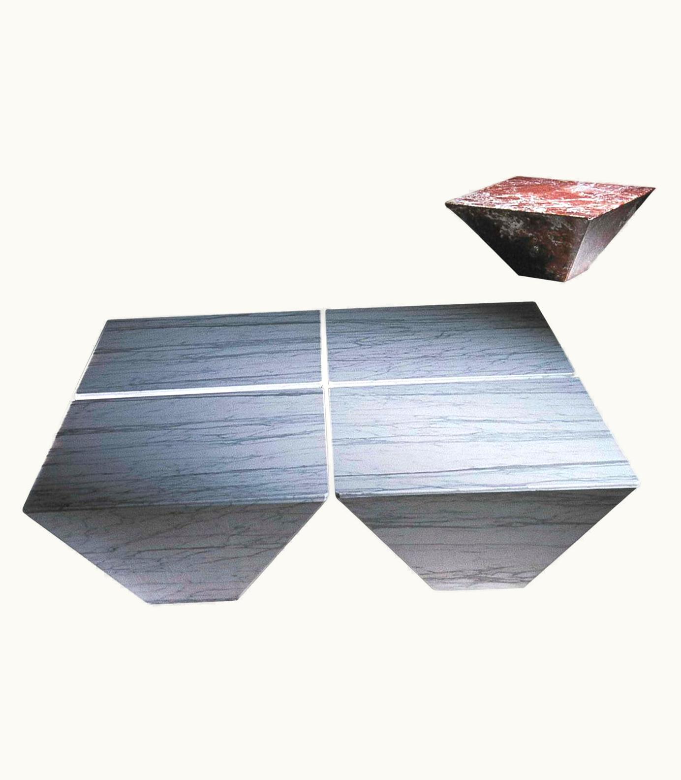 Mario Bellini Mario Bellini 21st Century By M.Bellini Italian Low Marble Table In White Carrara Red Carpazi