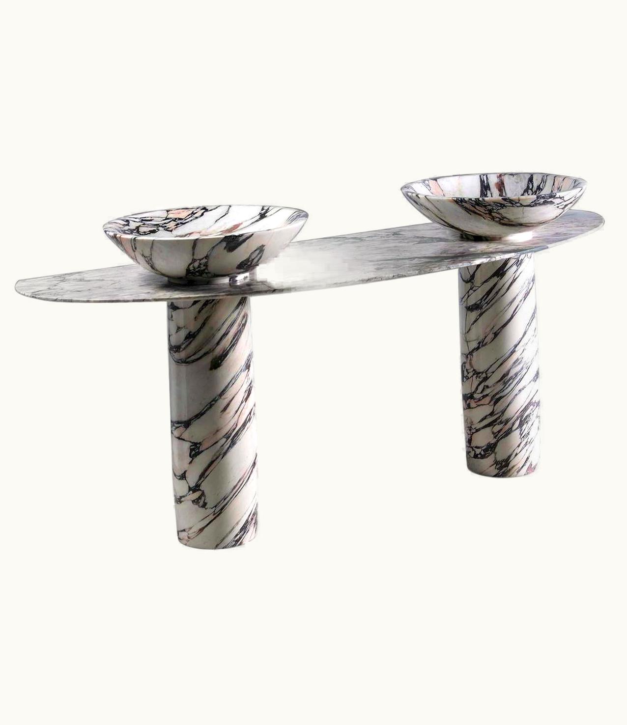 Mario Bellini Mario Bellini 21st Century Double Consolle Marble Bathroom Washbasin By Arch.Mario Bellini