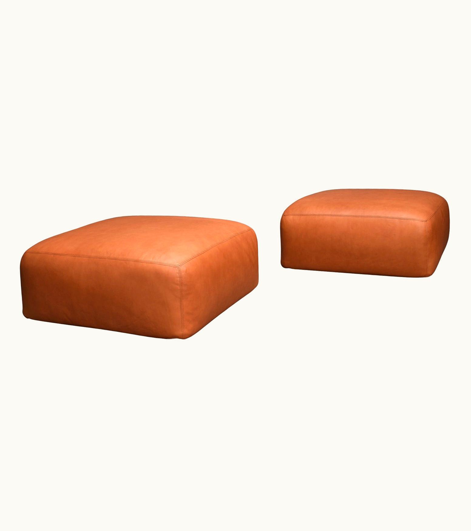 Mario Bellini Mario Bellini Le Mura Poufs For Cassina In New Leather, Italy, Circa 1970