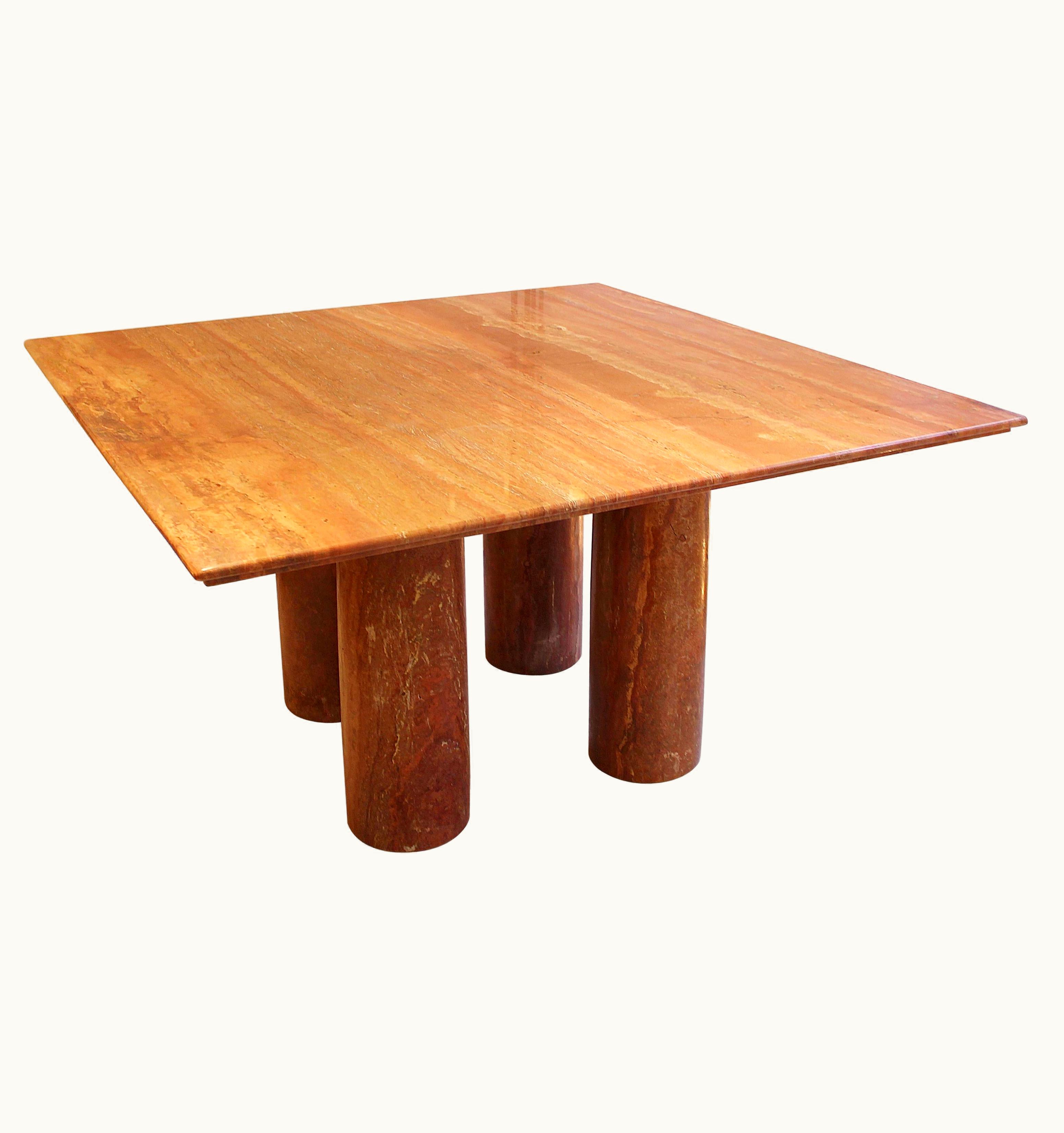 Mario Bellini Mario Bellini Dining Table In Red Travertine 'Il Collonato' By Mario Bellini, Italy, 1970s