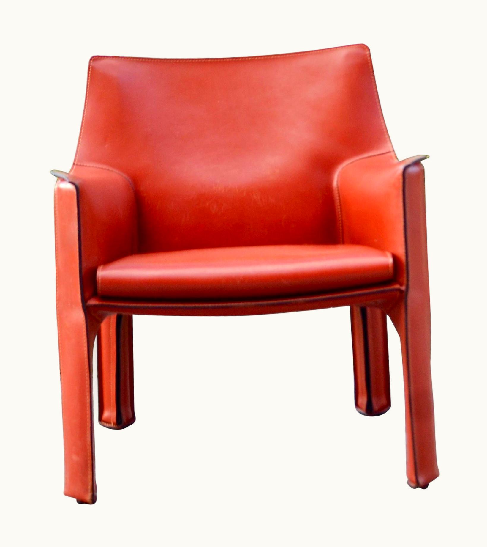 Mario Bellini Mario Bellini Cassina Cab 414 Leather Lounge Chair Armchair China Red / Ox Red