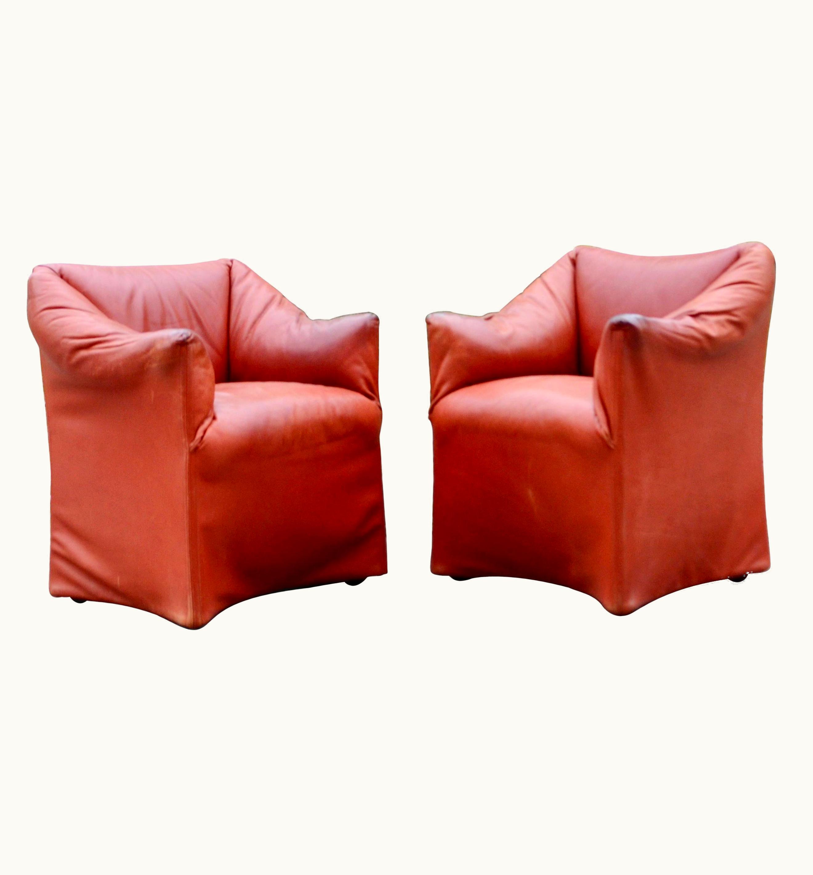 Mario Bellini Mario Bellini Cassina Model Tentazione Mario Bellini Small Armchair Chair Oxred Leather