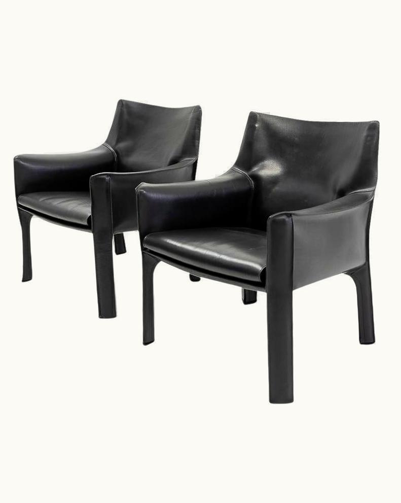 Mario Bellini Mario Bellini Italian Design Classic Cab 414 Armchairs By Mario Bellini For Cassina, Set Of 2