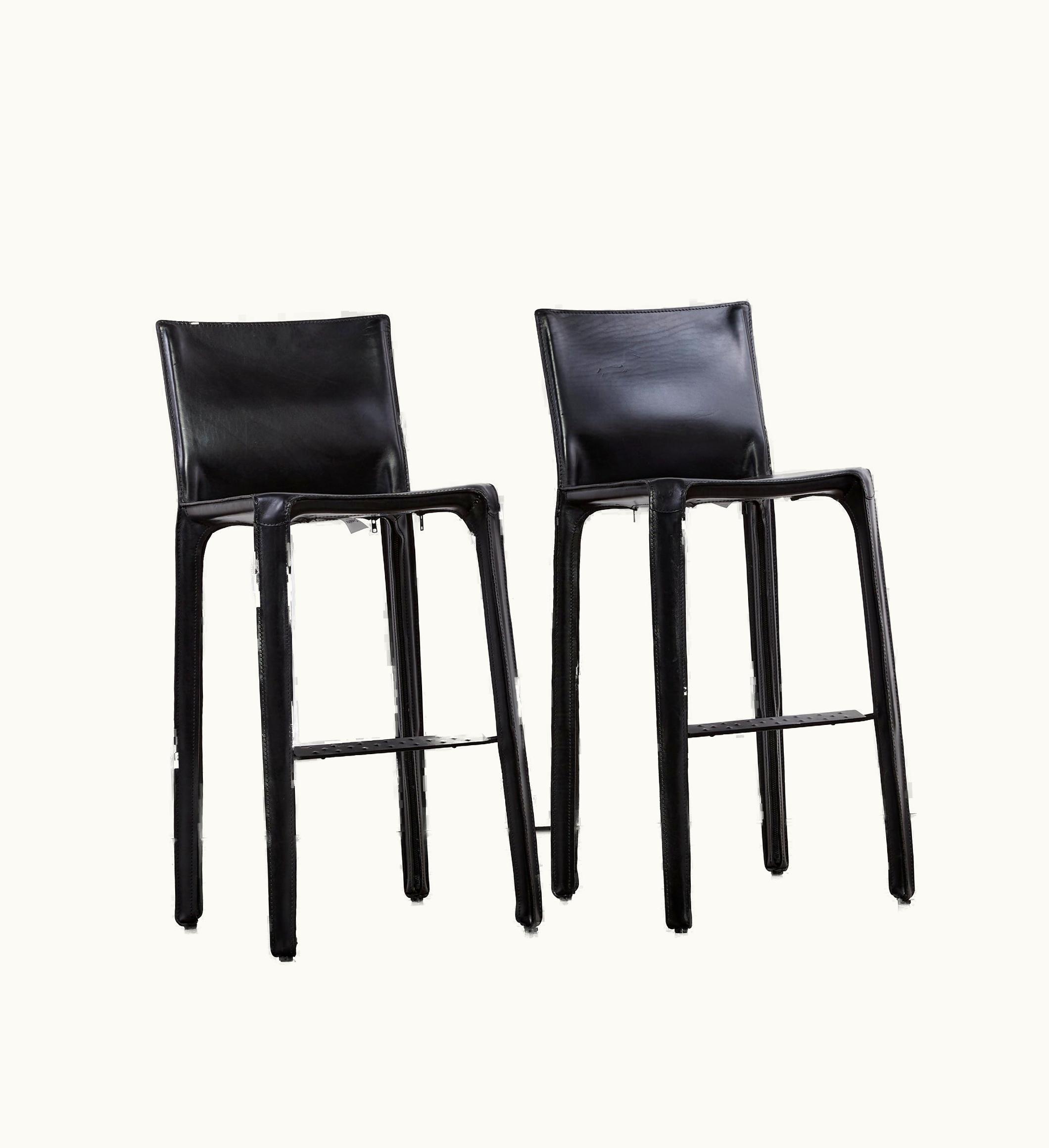 Mario Bellini Mario Bellini Pair Of Mario Bellini CAB Stools For Cassina In Black Leather
