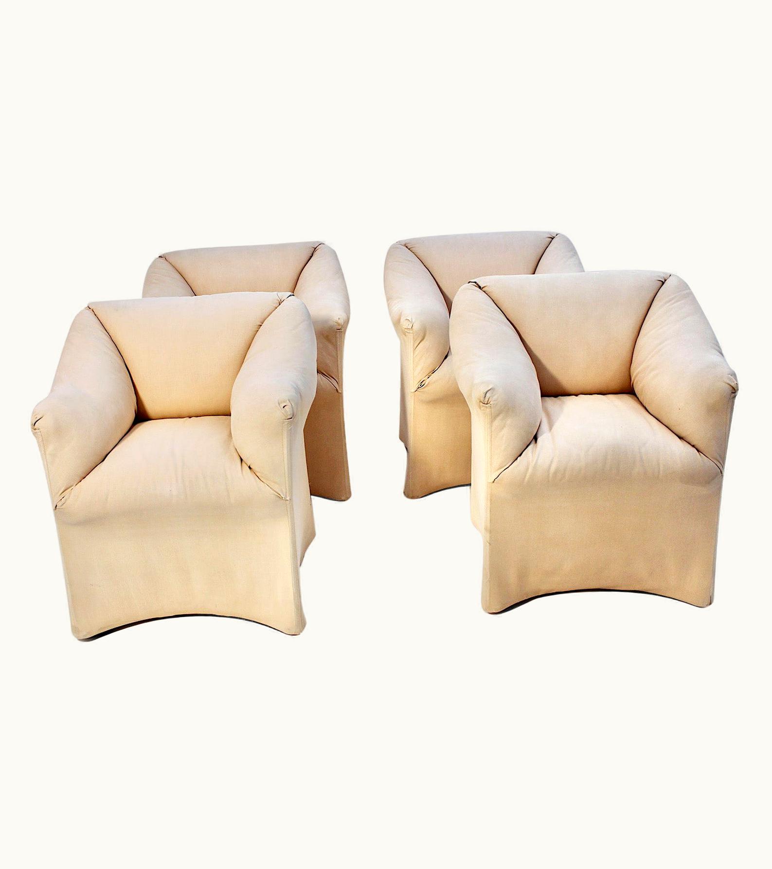 Mario Bellini Mario Bellini Vintage Four Cream Dining Chair Armchair Tentazione Cassina 1970s