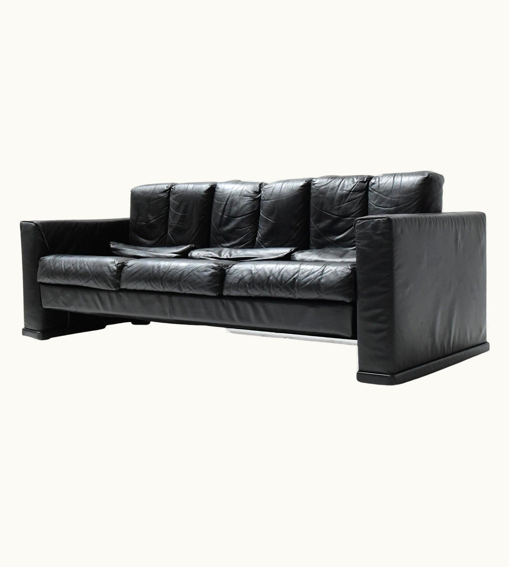 Mario Bellini Mario Bellini Stunning Excelsior Sofa In Black Leather By Mario Bellini For B&B Italy, 1985