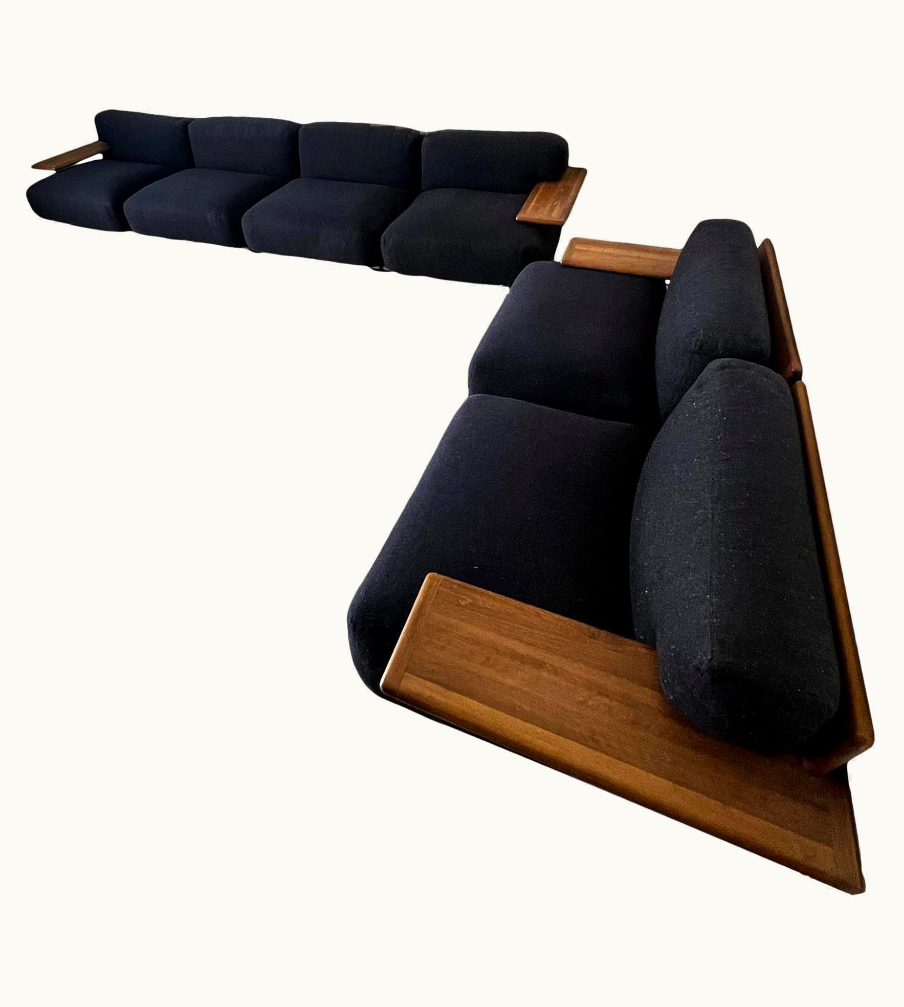 Mario Bellini Mario Bellini Anthracite Gray Pianura Modular Sofa For Cassina, 1970, Set Of 6