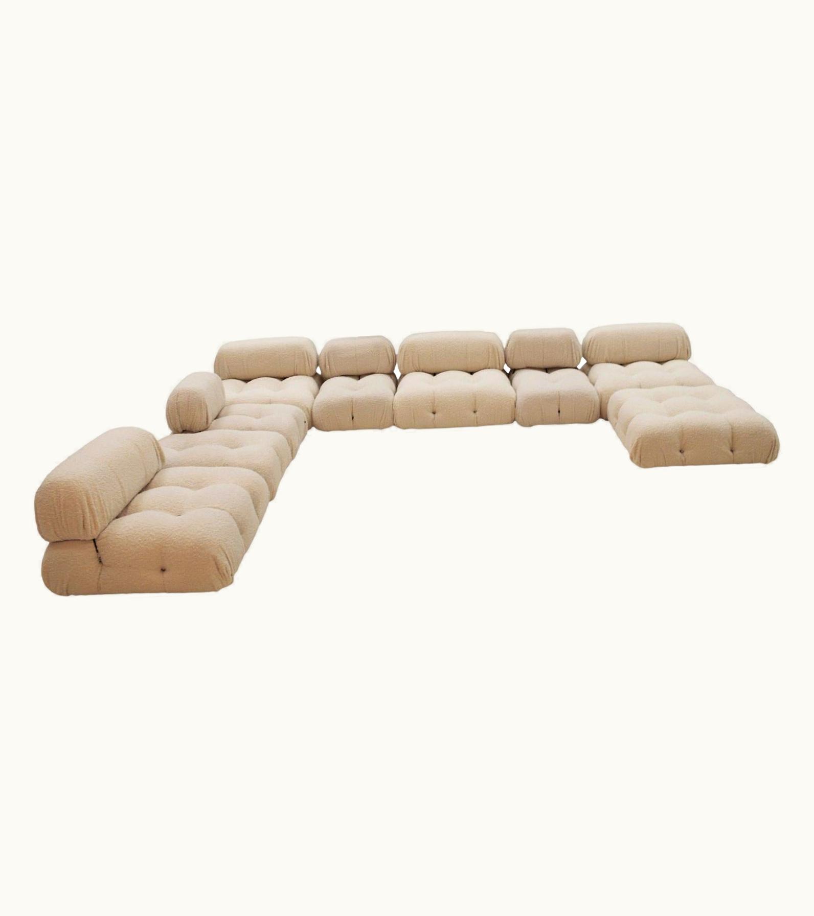 Mario Bellini Mario Bellini Camaleonda Modular Sofa By Mario Bellini, Italy 70s, White Bouclé Reupholstered