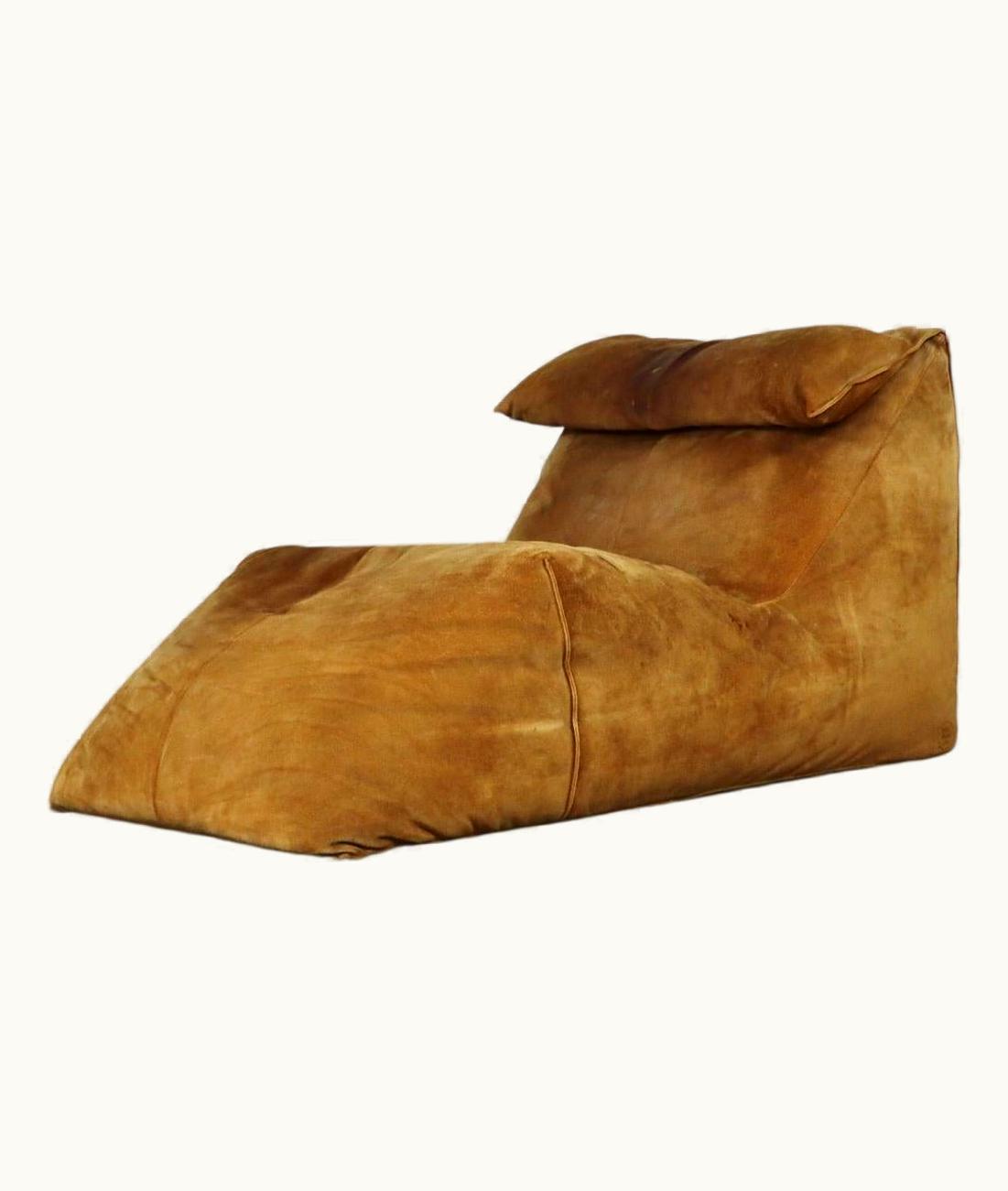 Mario Bellini Mario Bellini Le Bambole Chaise Longue In Cognac Suede By Mario Bellini For C&B Italia, 1972