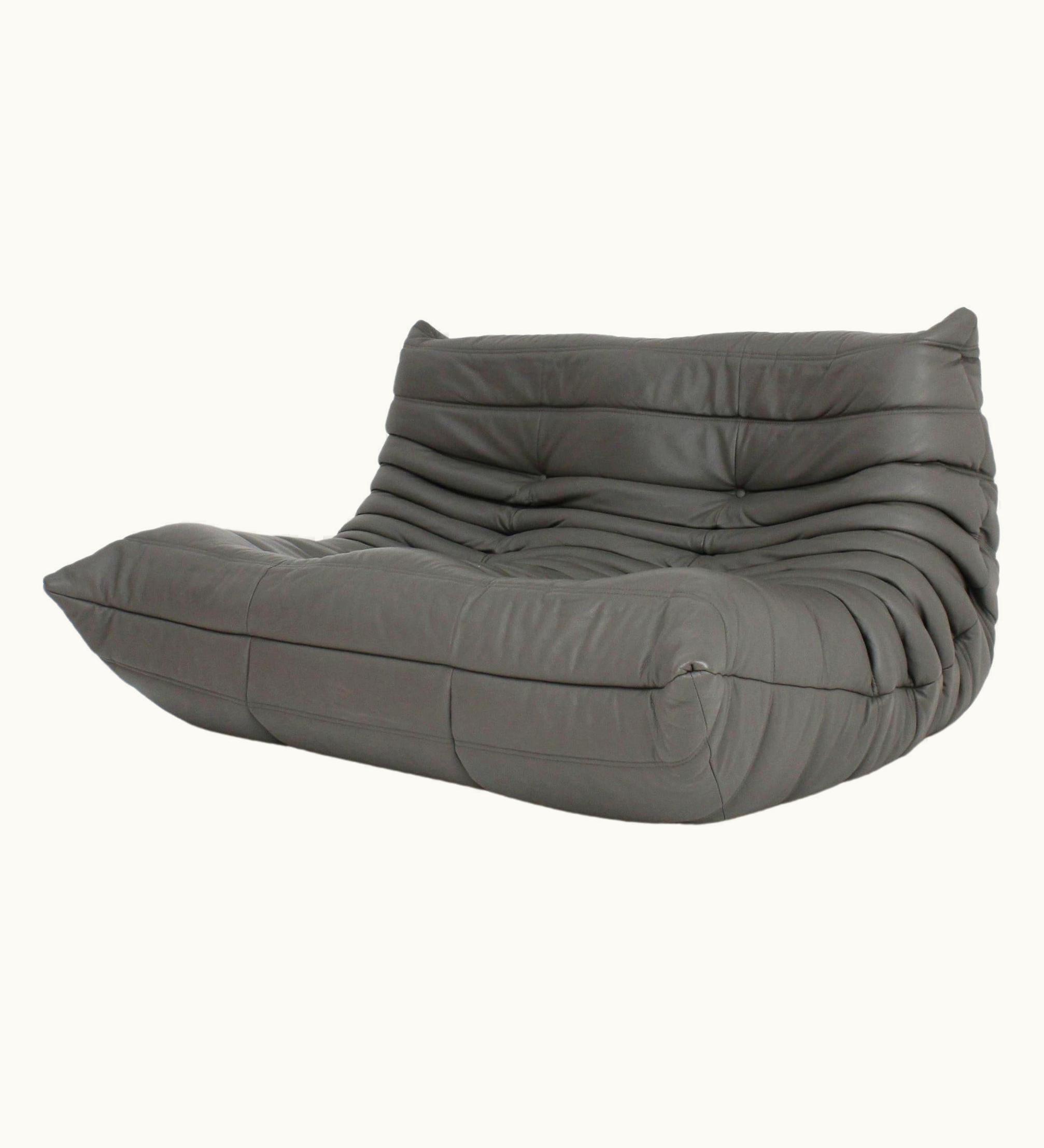 Michel Ducaroy Michel Ducaroy Original Ligne Roset Togo Sofa Grey Leather By Michel Ducaroy