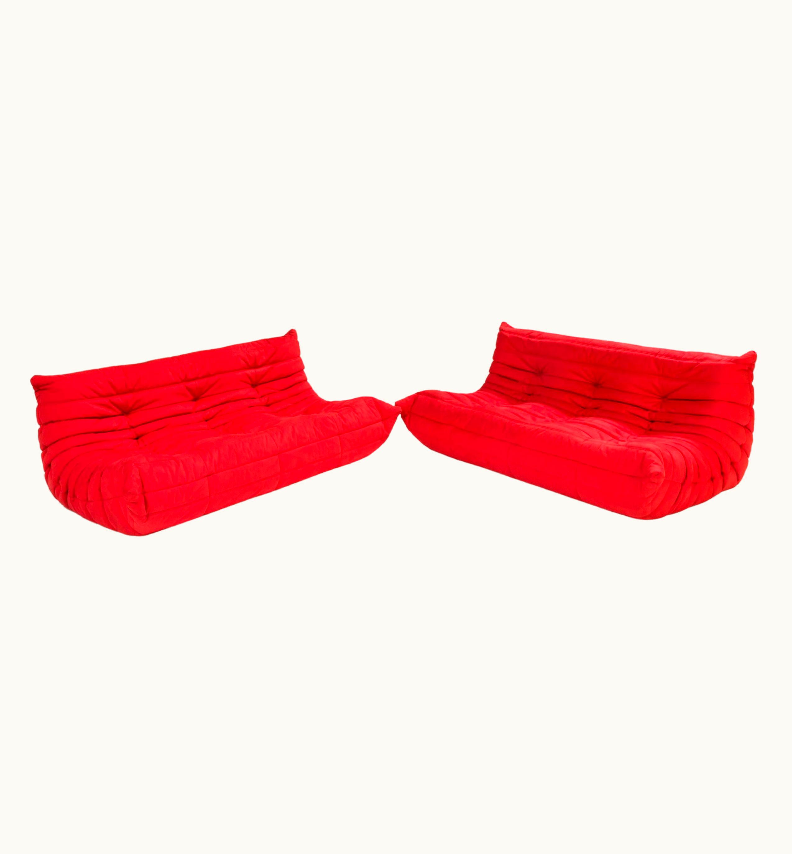 Michel Ducaroy Ligne Roset By Michel Ducaroy Togo Red 3-Seater Sofa, Set Of 2