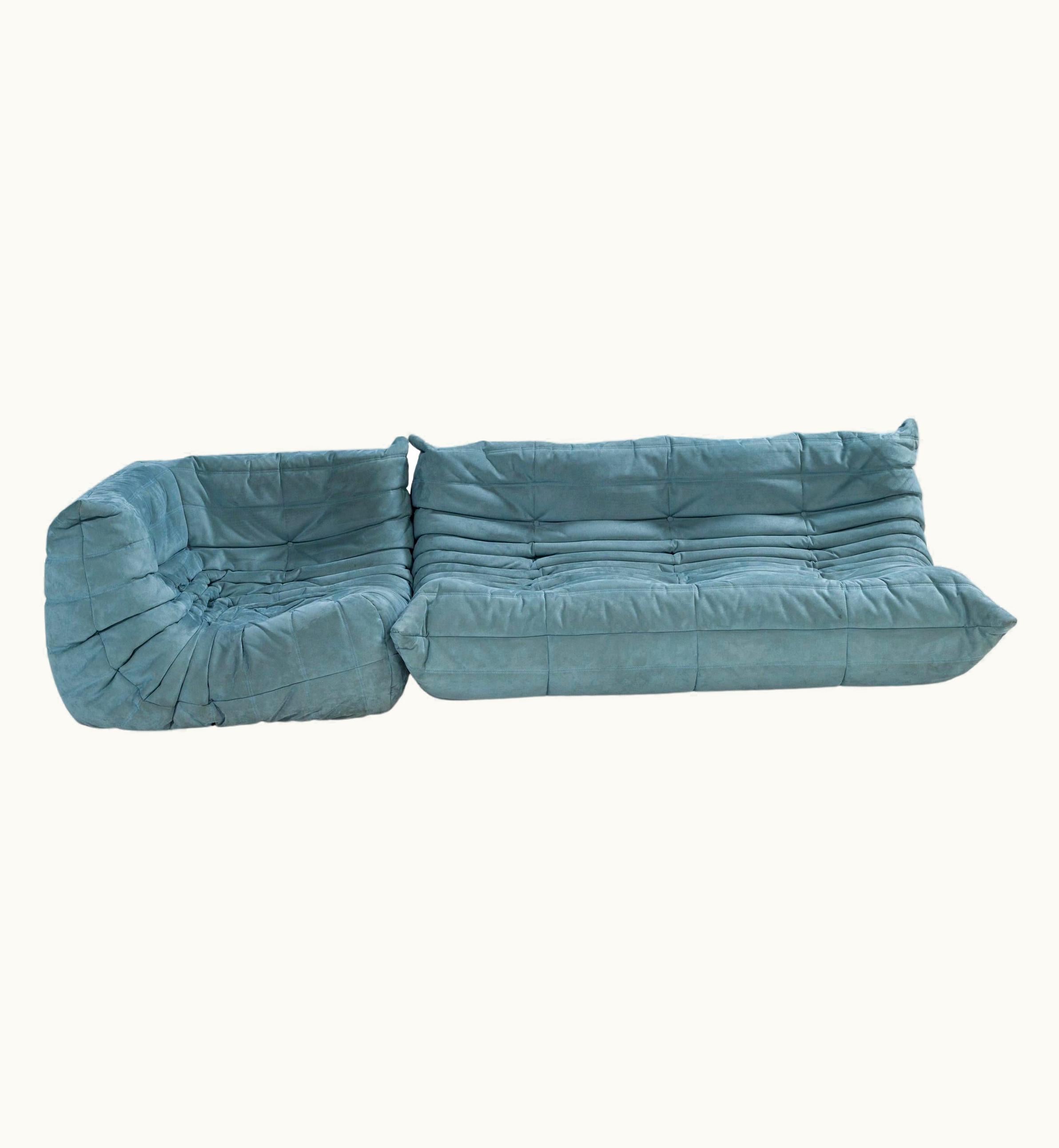 Michel Ducaroy Michel Ducaroy For Ligne Roset Togo Pale Blue Modular Sofa, Set Of 2