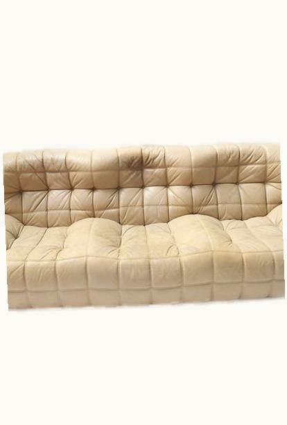 Michel Ducaroy Michel Ducaroy Vintage Leather Kashima Sofa In Cream Leather By Michel Ducaroy For Ligne Roset