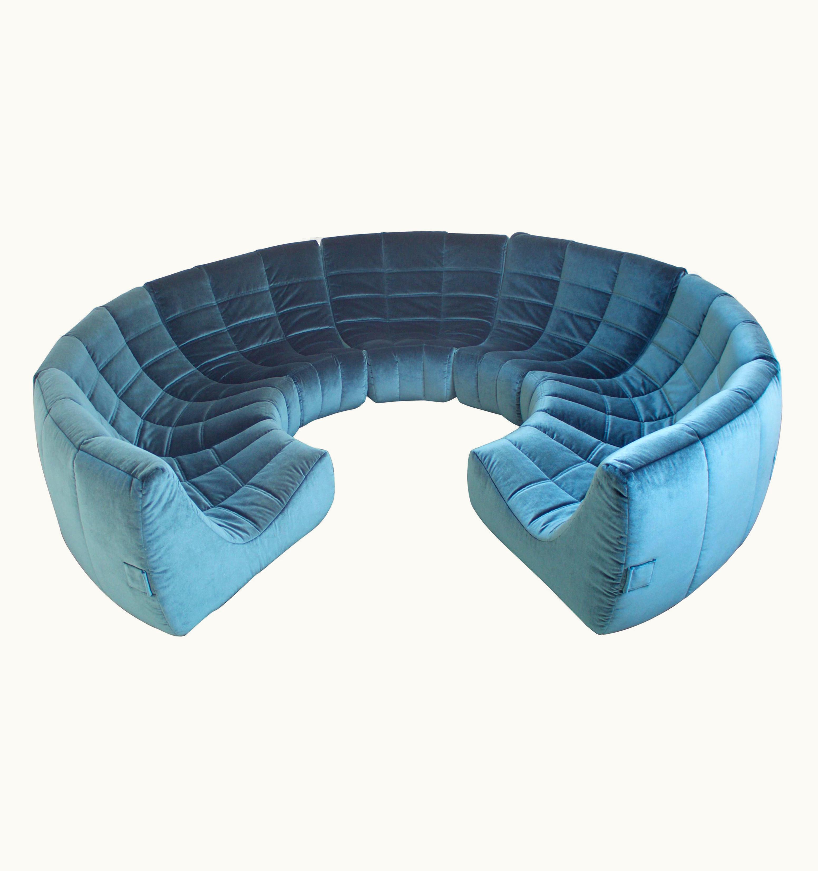 Michel Ducaroy Michel Ducaroy Rare And Exceptional 'Gilda' Circle Sofa In Velvet By Michel Ducaroy, 1972