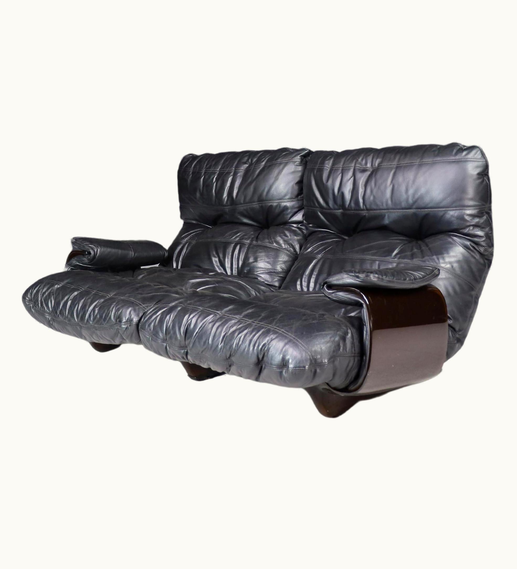 Michel Ducaroy Michel Ducaroy Ligne Roset Marsala Sofa In Black Leather By Michel Ducaroy, France, The 1970s