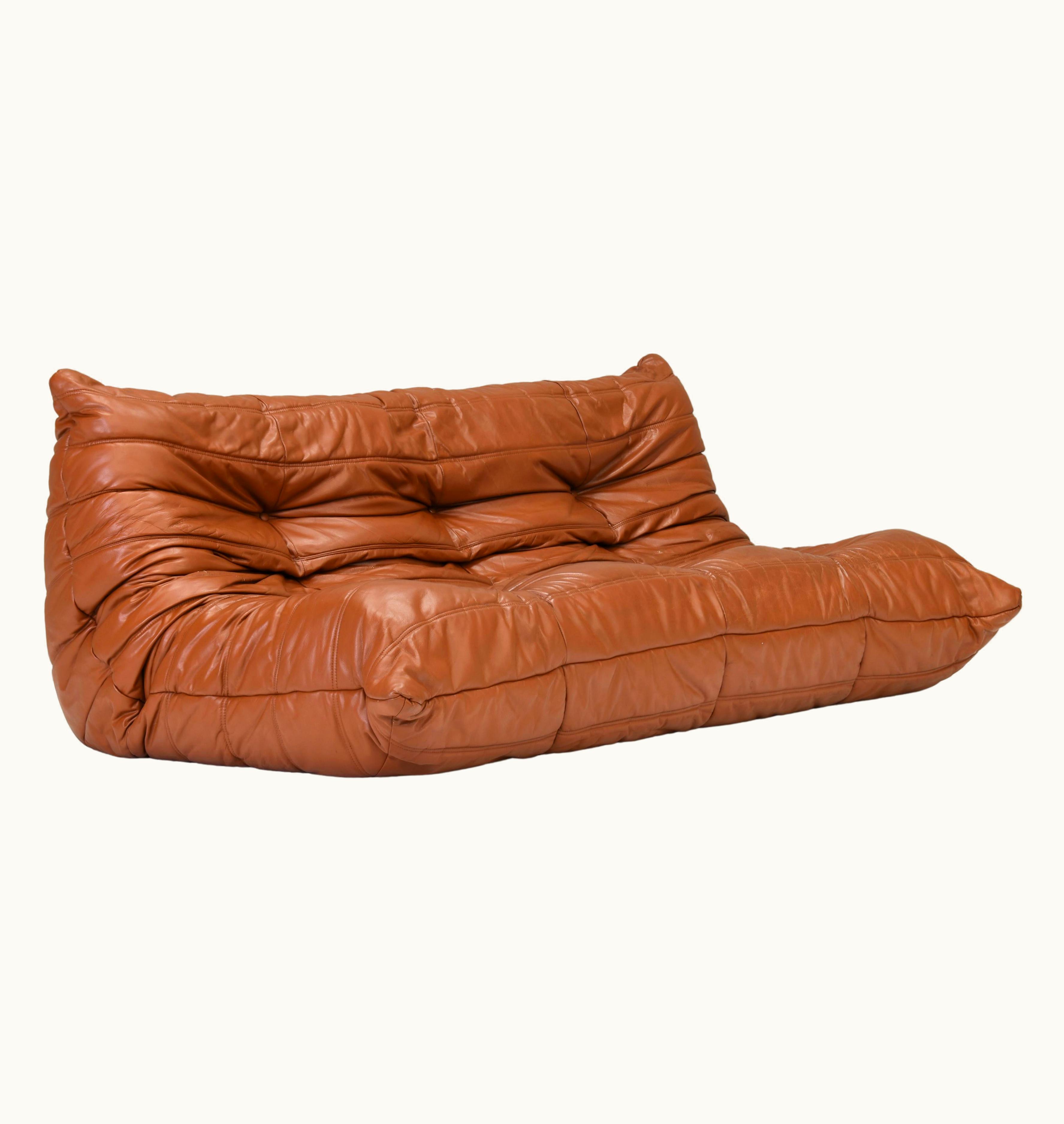 Michel Ducaroy Michel Ducaroy Togo Sofa By Michel Ducaroy For Ligne Roset In Tan Leather France, Circa 1970