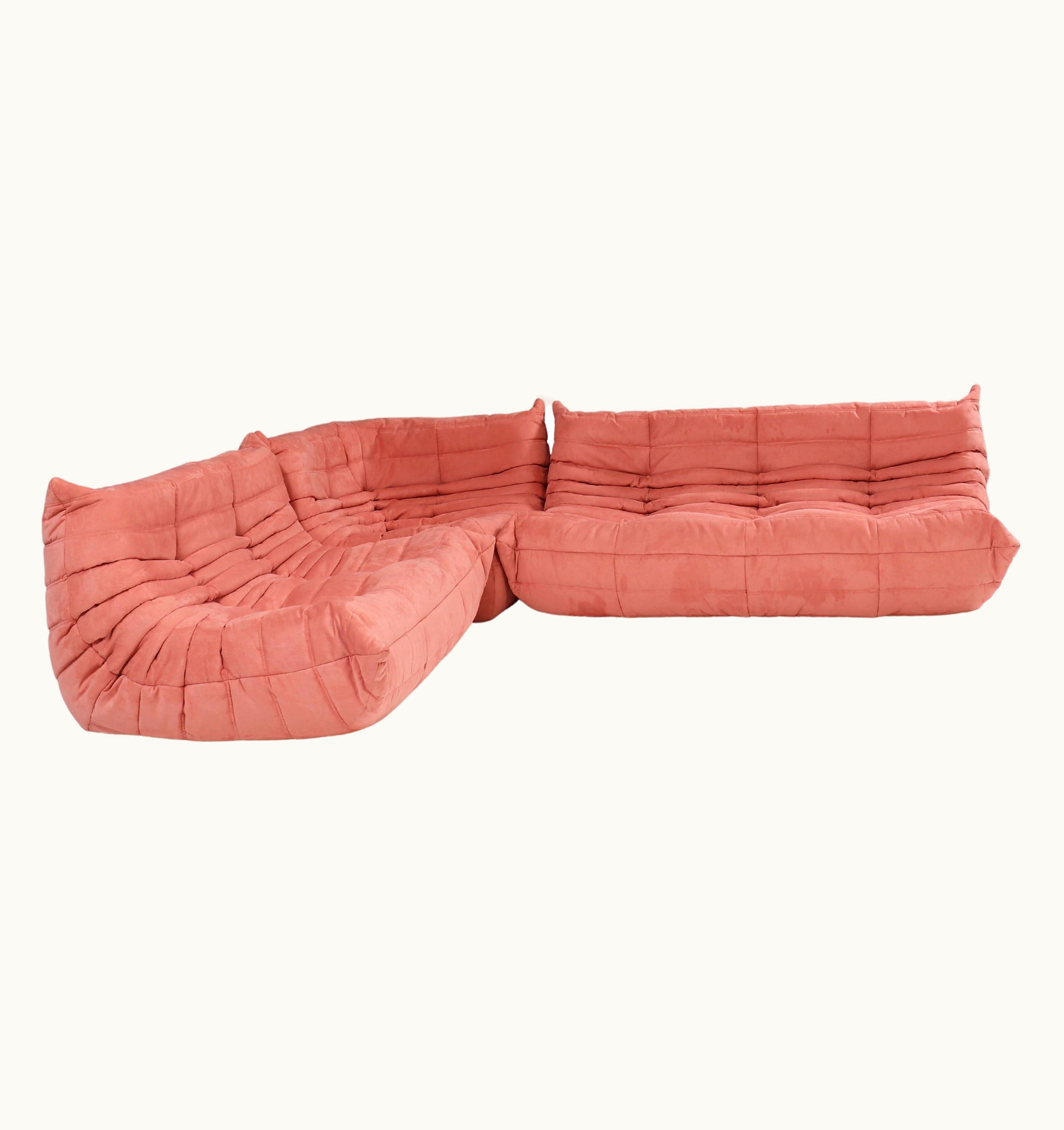 Michel Ducaroy Ligne Roset By Michel Ducaroy Togo Pink Corner Modular Sofa, Set Of 3