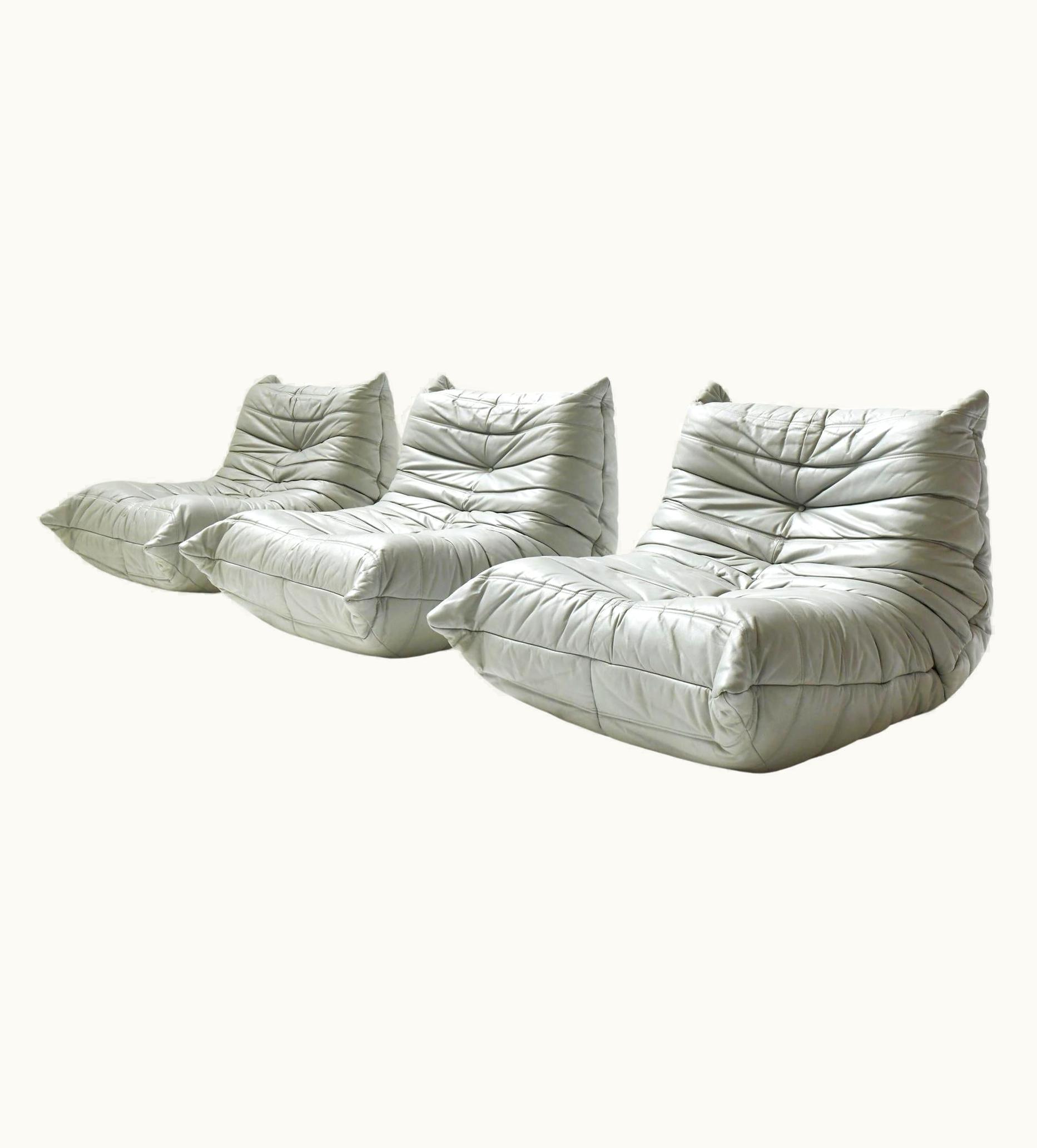 Michel Ducaroy Michel Ducaroy Vintage Togo Set In Original Grey Leather By Michel Ducaroy For Ligne Roset