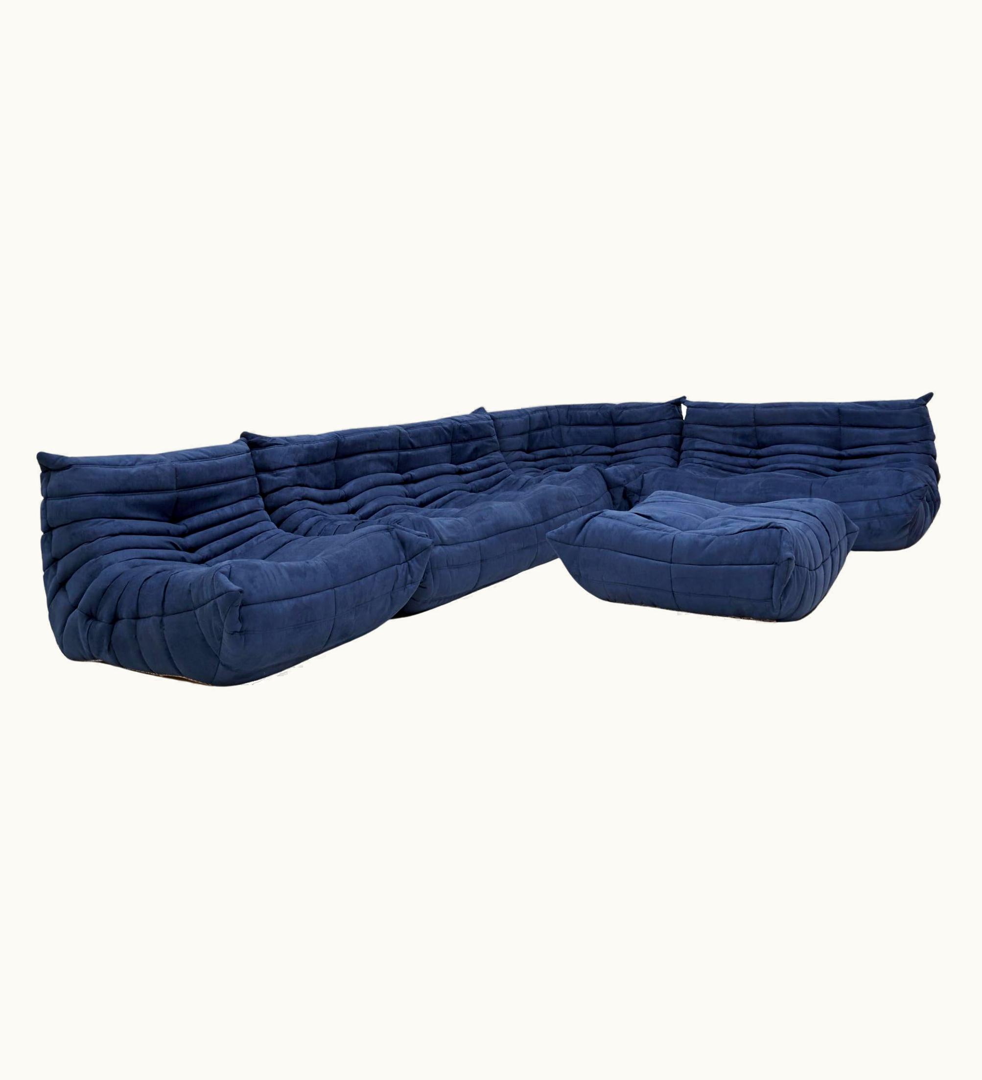 Michel Ducaroy Michel Ducaroy For Ligne Roset Dark Blue Togo, Set Of 5