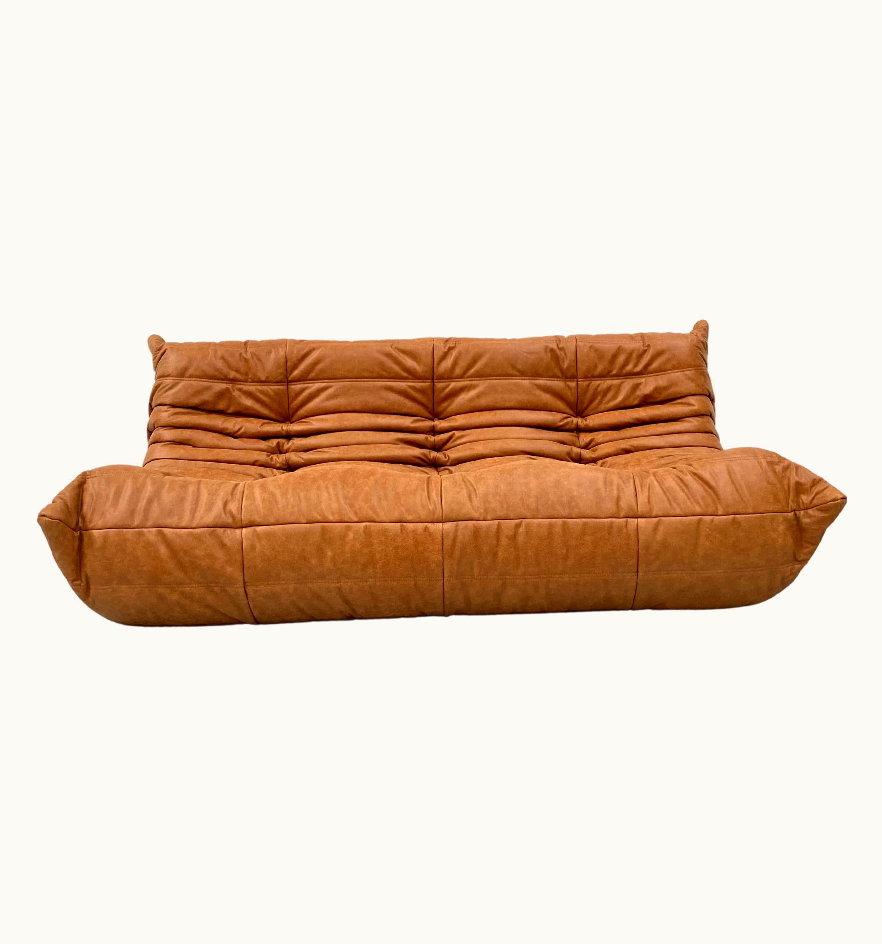 Michel Ducaroy Michel Ducaroy French Vintage Togo Sofa In Cognac Leather By Michel Ducaroy For Ligne Roset
