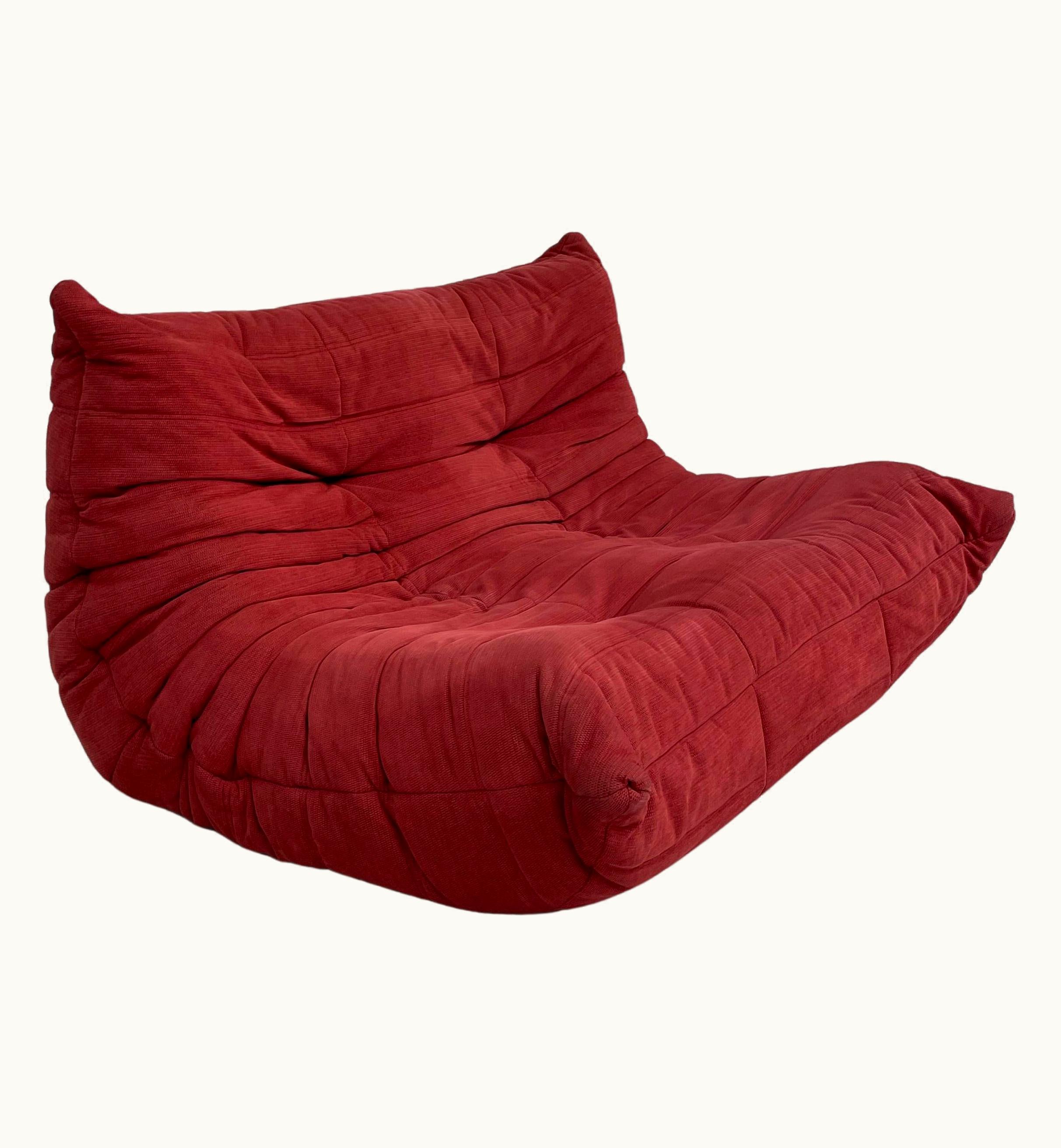 Michel Ducaroy Michel Ducaroy 2 Seater Togo By Michel Ducaroy For Ligne Roset In Original Red Fabric