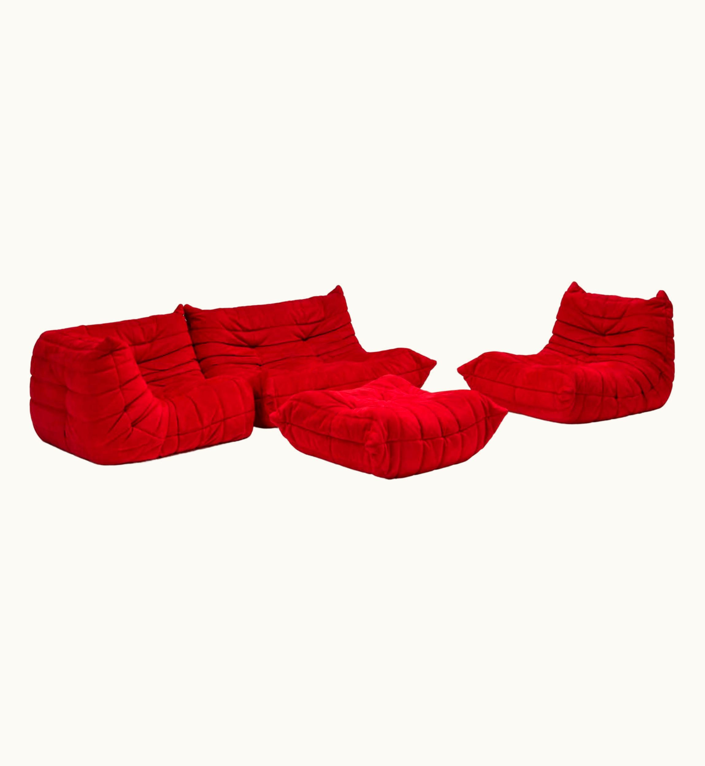 Michel Ducaroy Ligne Roset By Michel Ducaroy Togo Red Modular Sofa, Set Of 4