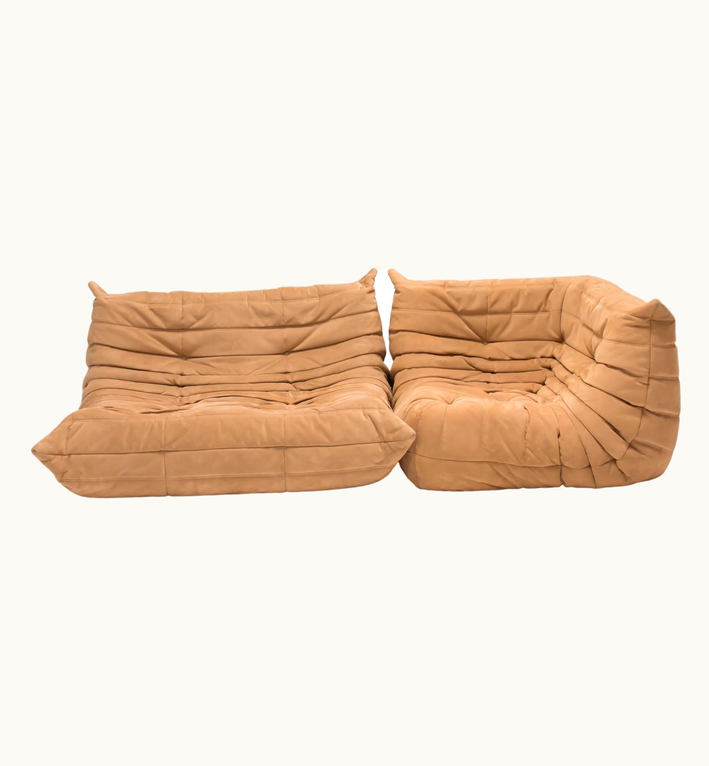 Michel Ducaroy Michel Ducaroy For Ligne Roset Togo 2 Seater Sofa And Corner In Brown Suede
