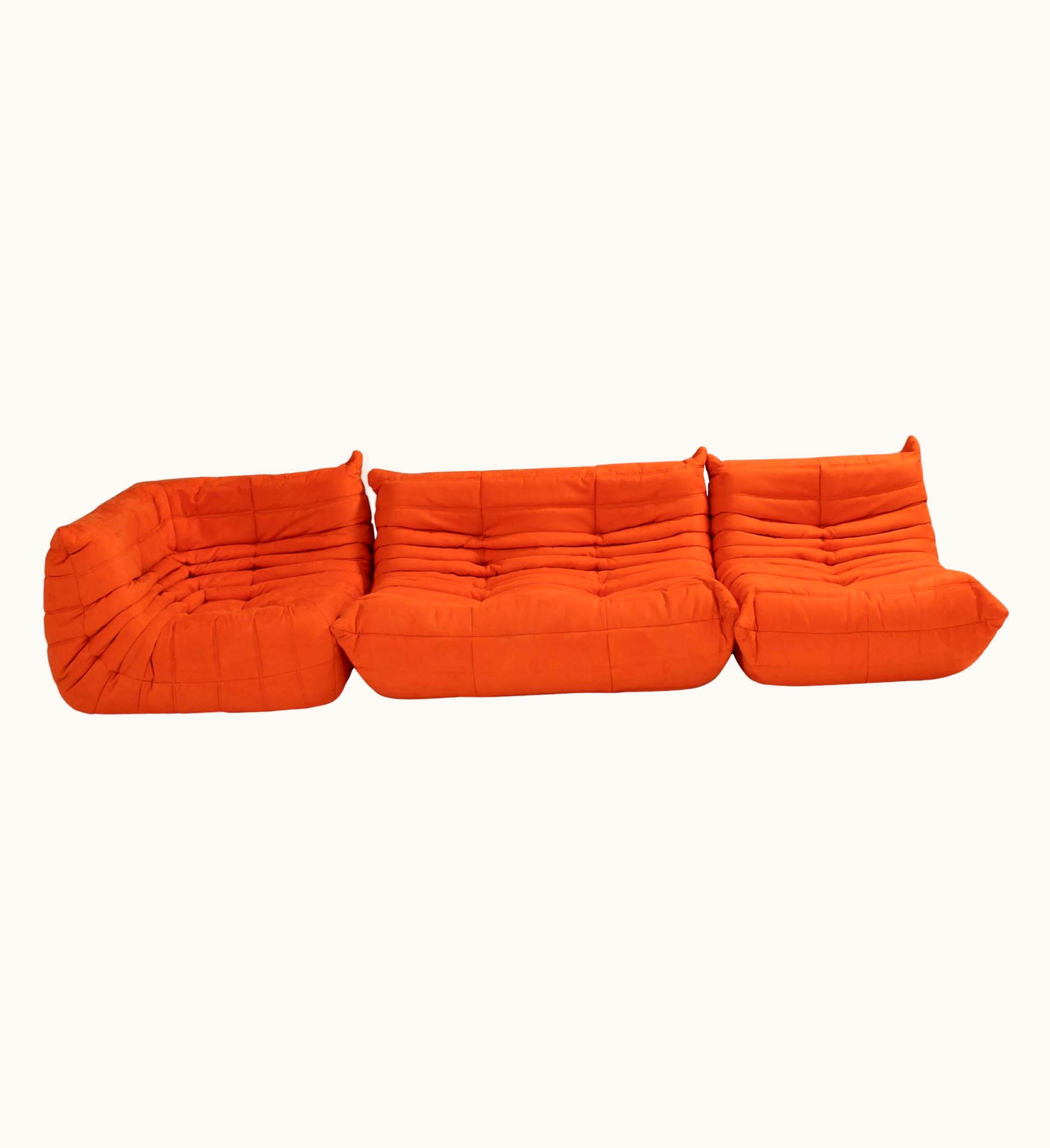 Michel Ducaroy Ligne Roset By Michel Ducaroy Togo Orange Modular Sofa, Set Of 3