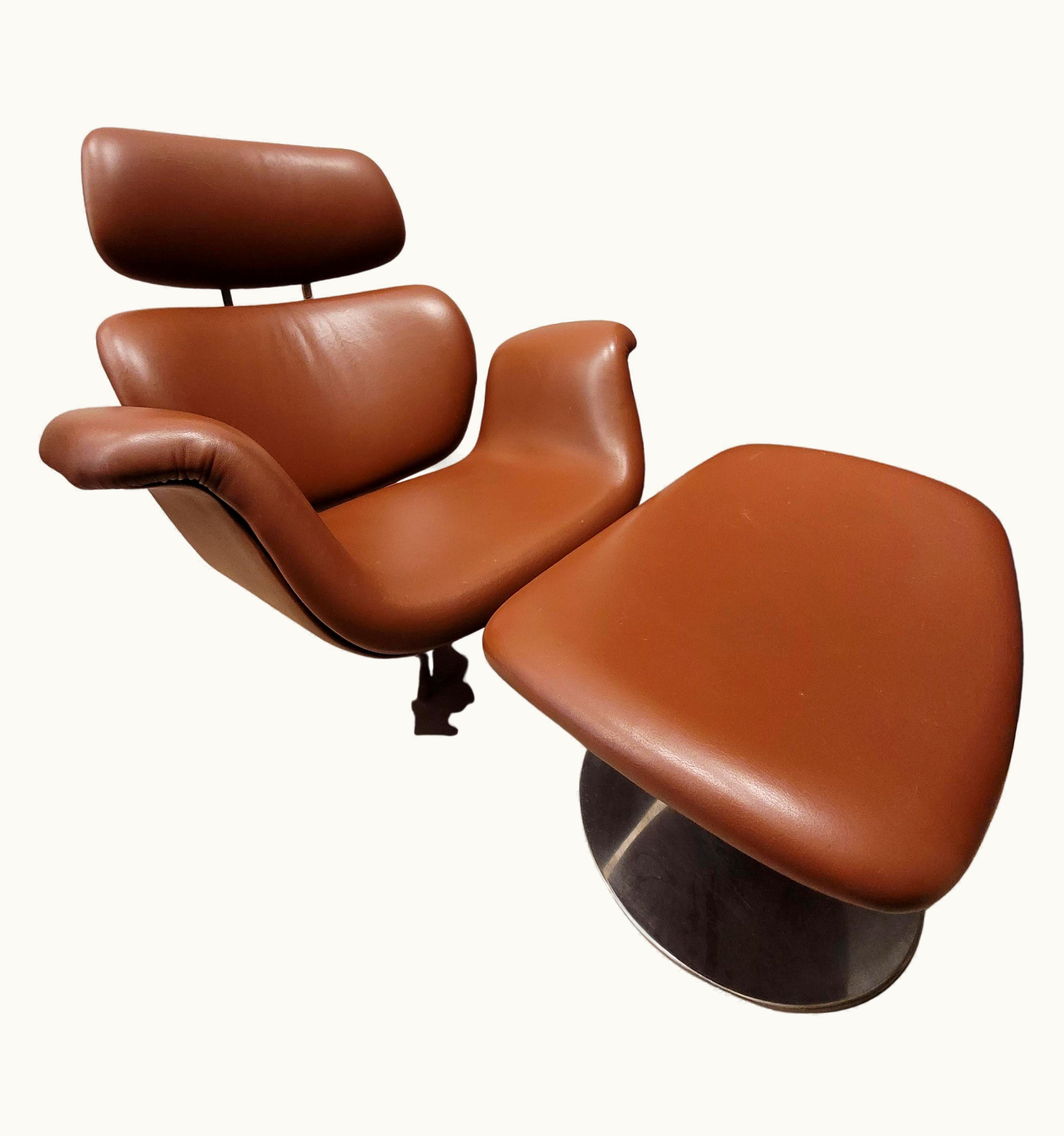 Pierre Paulin Pierre Paulin 70s Big Tulip, Pierre Paulin For Artifort Brown Chaise Longue. Leather