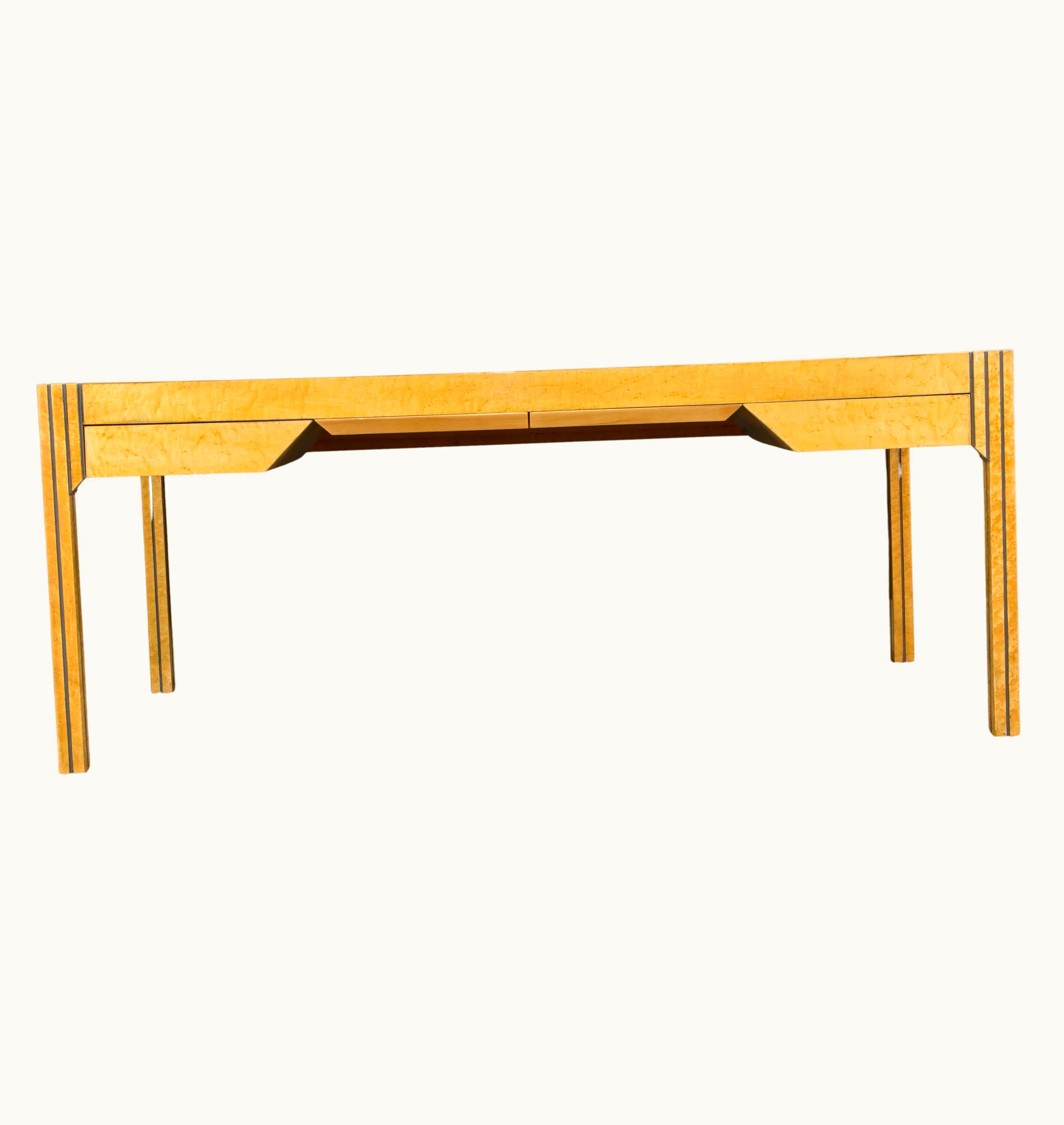 Pierre Paulin Pierre Paulin For Baker Bird's-Eye Maple And Leather Top Geometric Desk, 1984