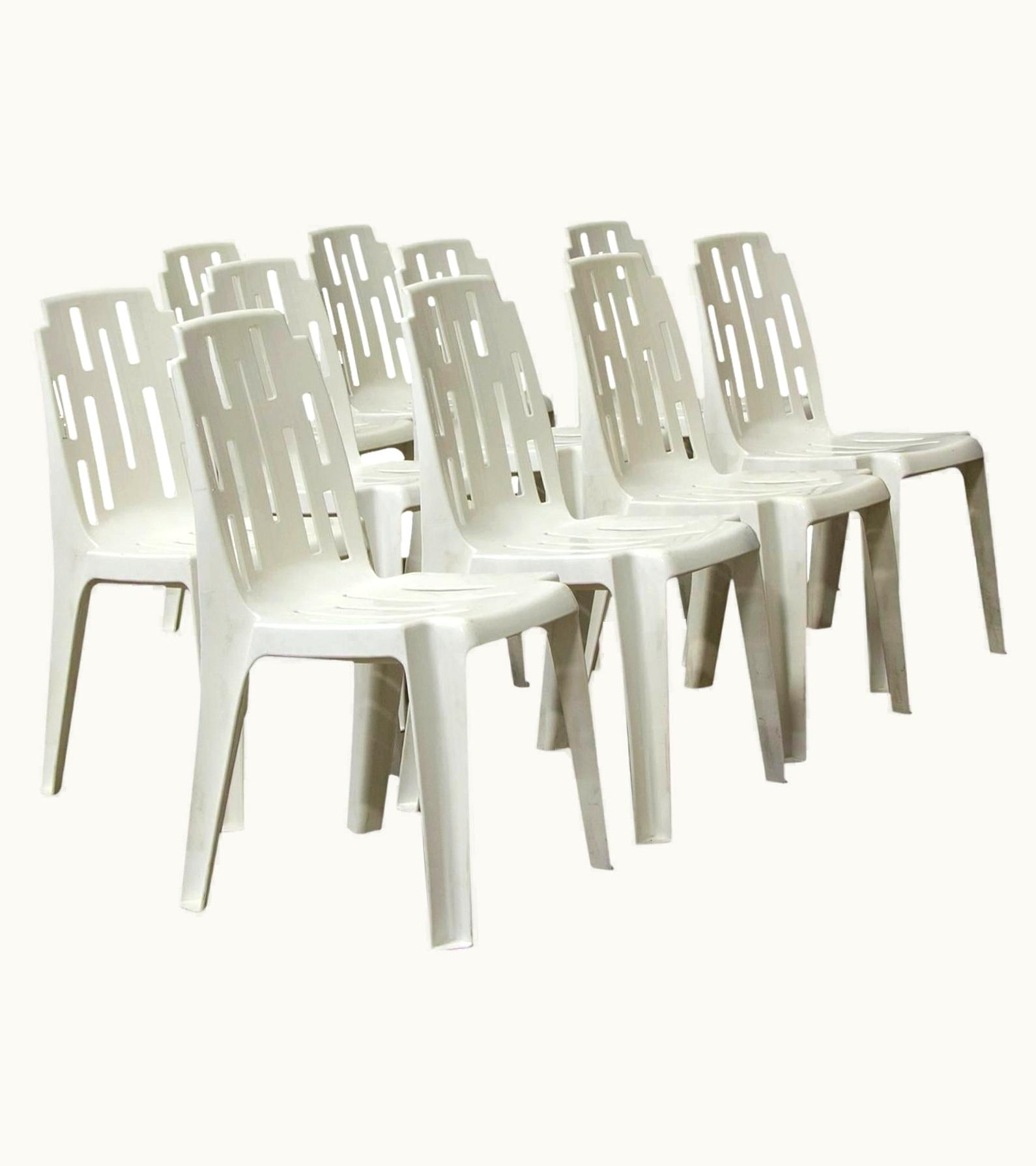 Pierre Paulin Pierre Paulin 1974, Pierre Paulin, Ten Very Elegant Comfortable Light White Garden Chairs