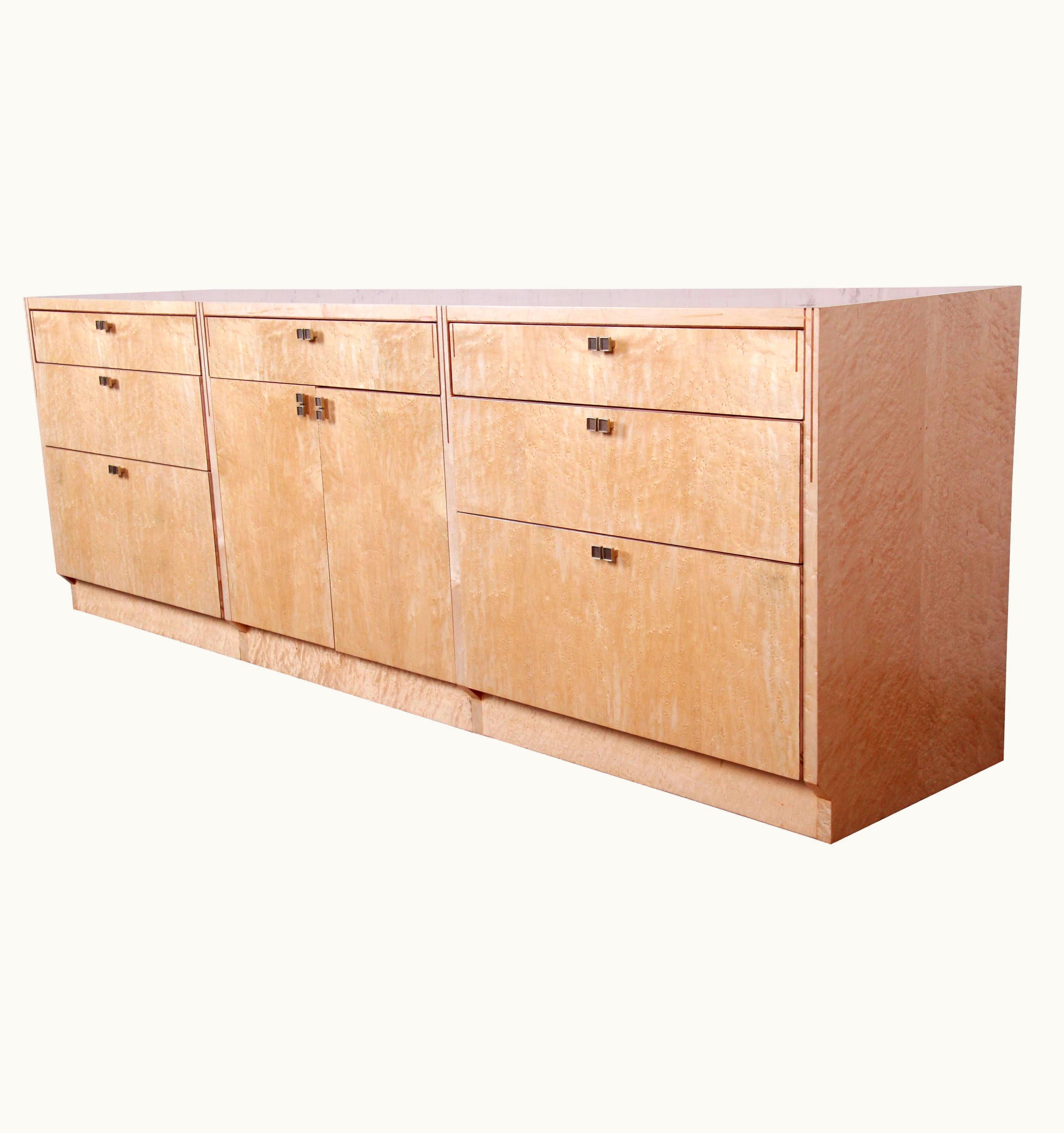 Pierre Paulin Pierre Paulin For Baker Bird's-Eye Maple Modern Art Deco Credenza, Restored