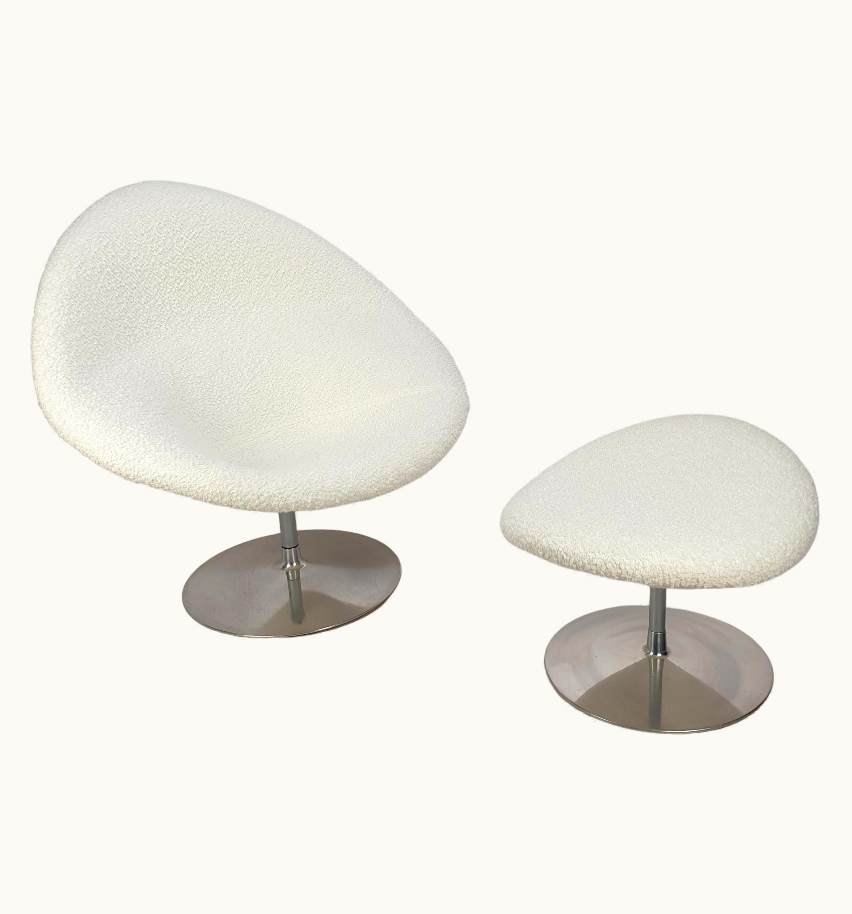 Pierre Paulin Pierre Paulin Mid Century Big Globe Armchair With Ottoman By Pierre Paulin For Artifort, 1980s