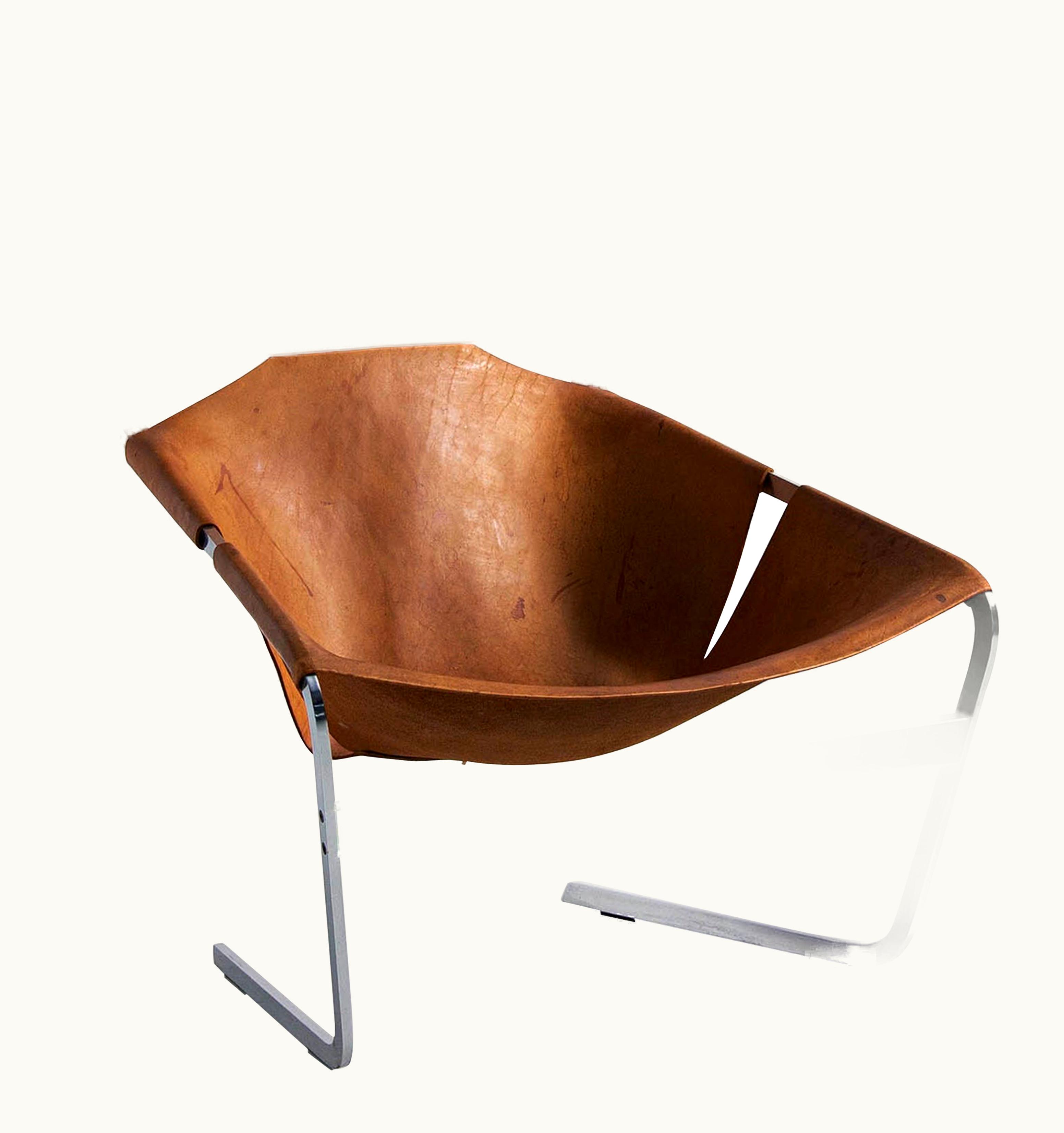 Pierre Paulin Pierre Paulin F444 Lounge Chair In Natural Leather Artifort, 1963