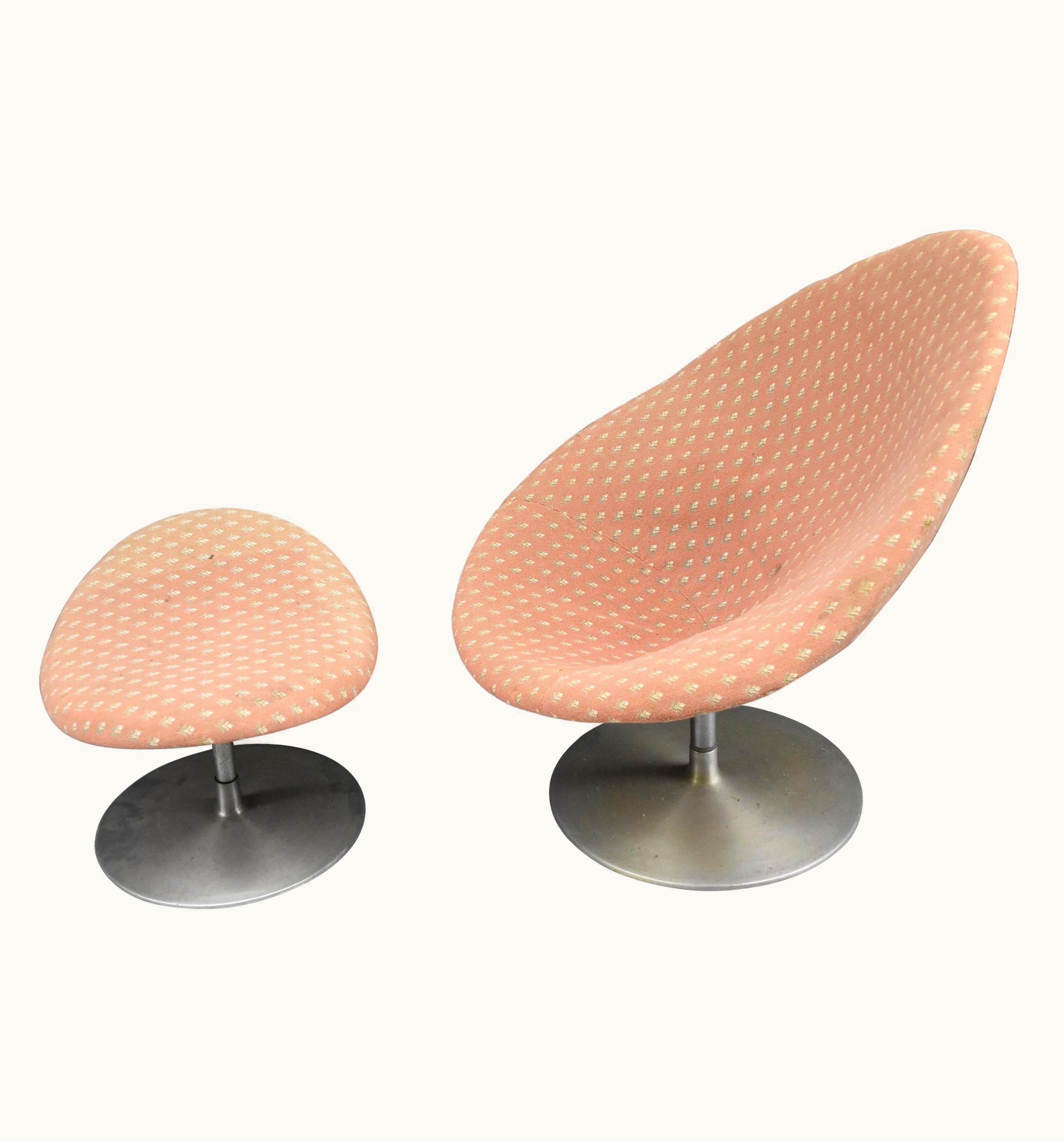 Pierre Paulin Pierre Paulin, Globe Seat F 422 And Its Ottoman In Steel And Fabric, Circa 1960