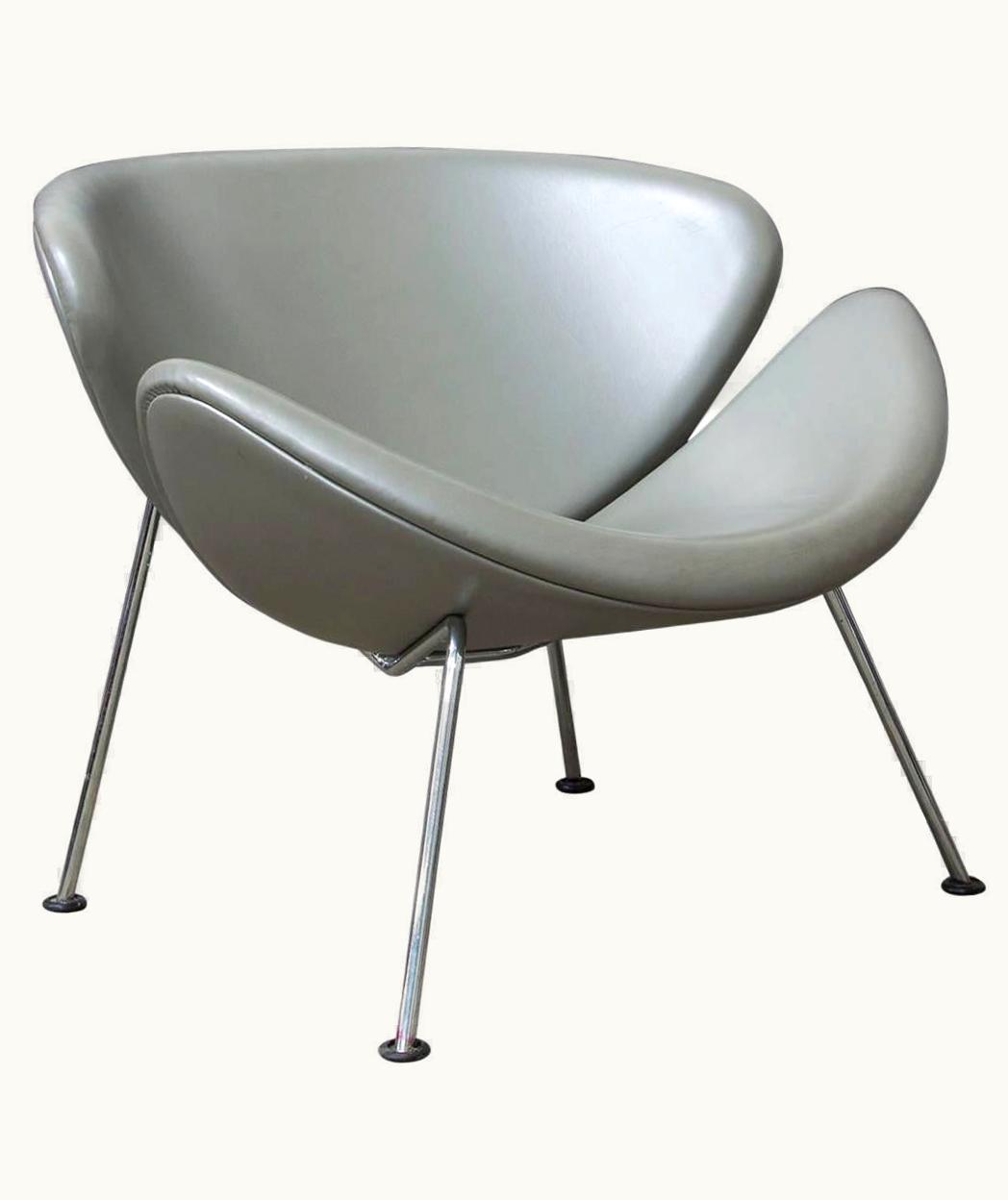 Pierre Paulin Pierre Paulin 1960, Pierre Paulin, Original 1st Fabric Silver Grey Leather Slice Chair