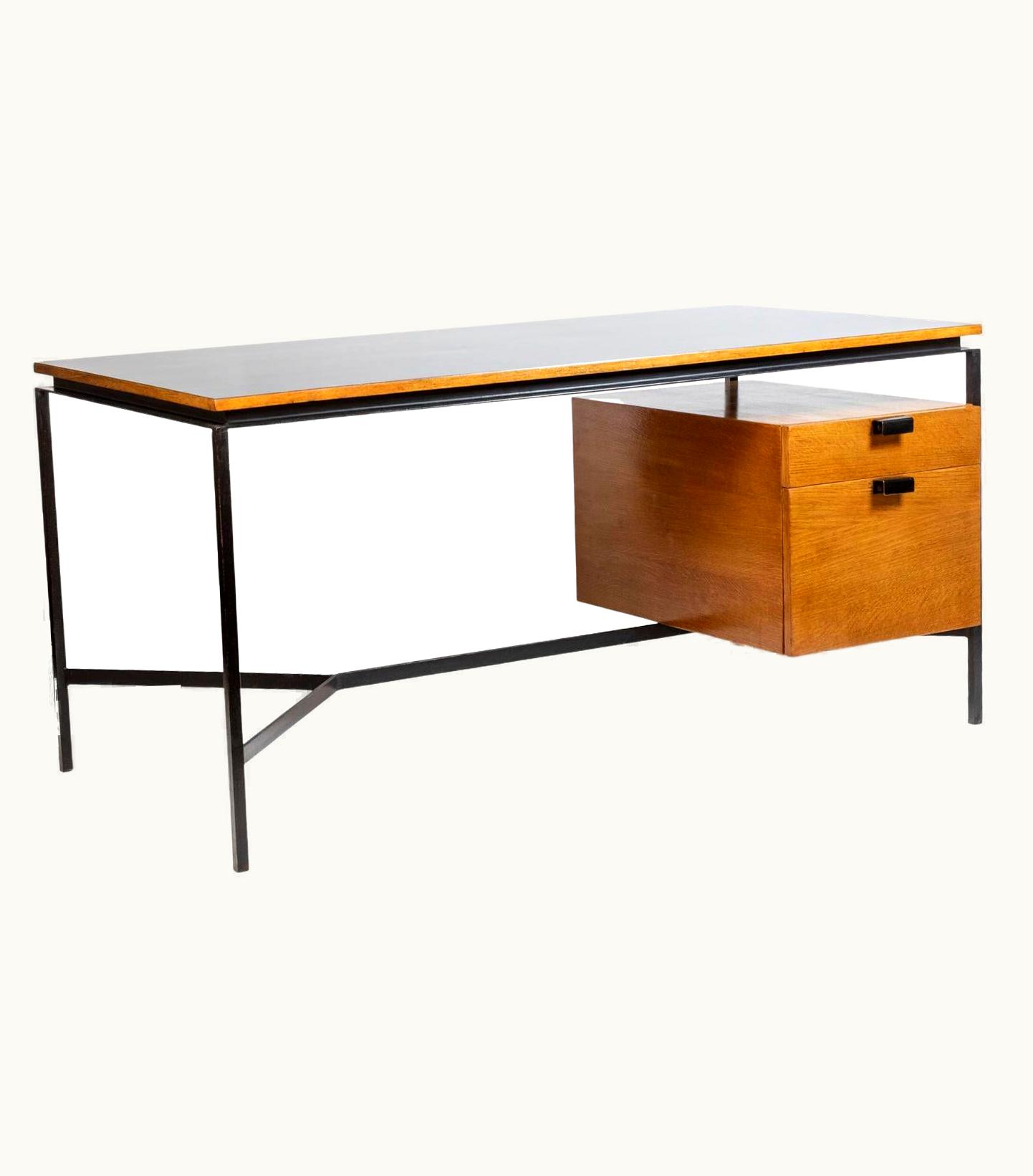 Pierre Paulin Pierre Paulin, Desk In Oak And Metal, 1950s