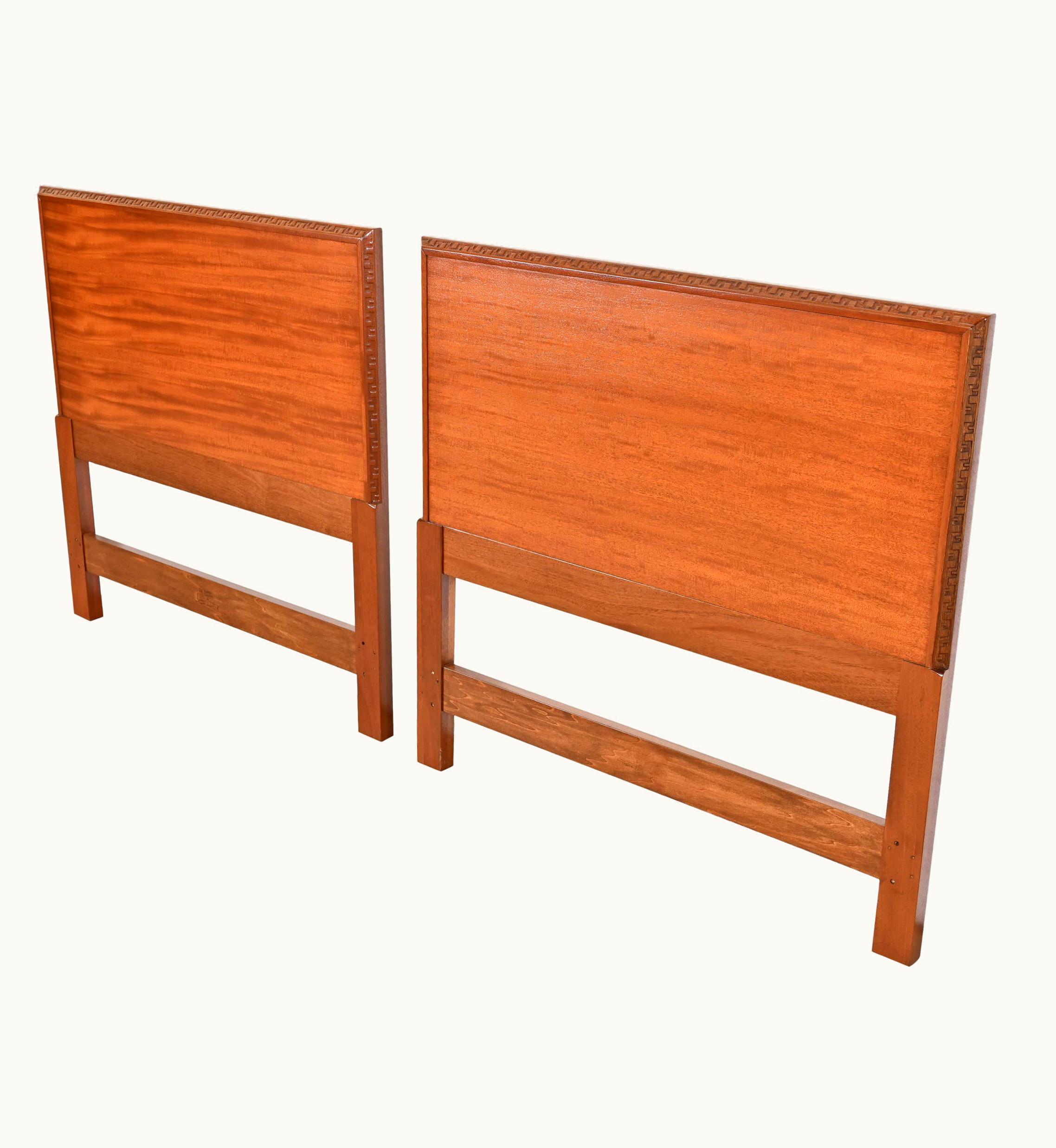 Frank Lloyd Wright Frank Lloyd Wright Taliesin Mahogany Twin Headboards, Newly Restored