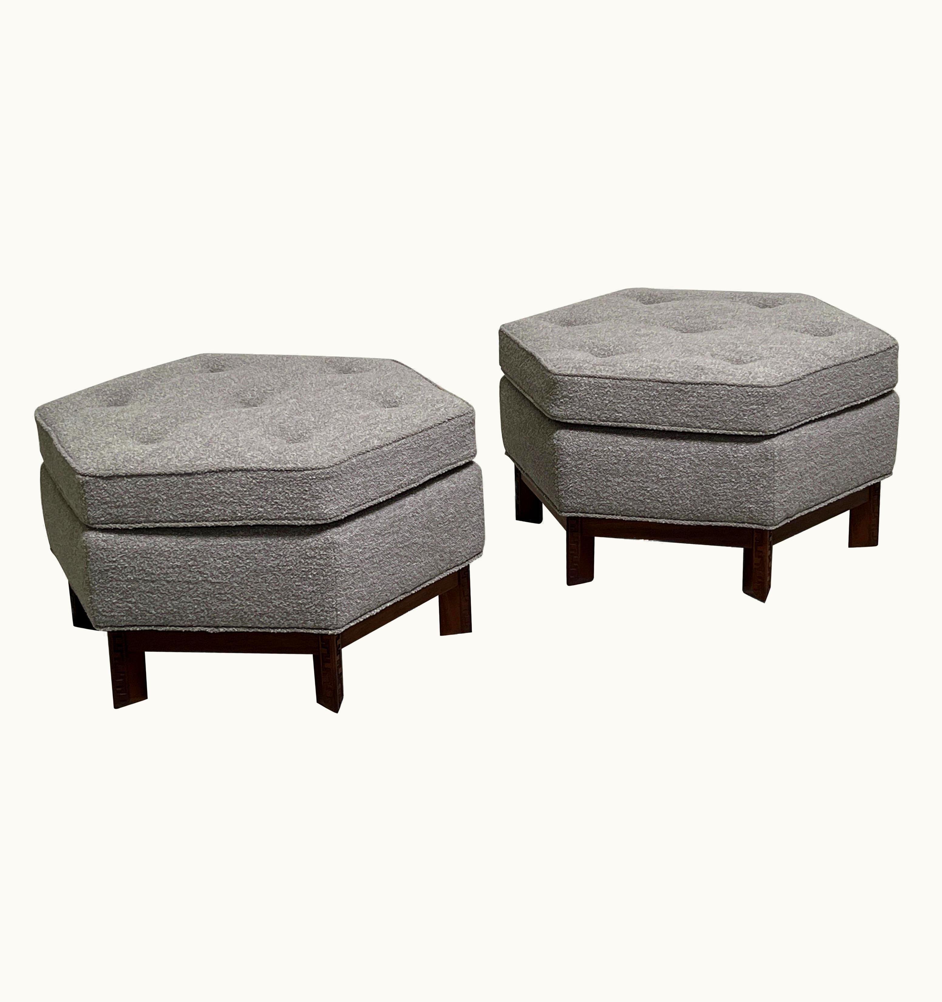 Frank Lloyd Wright Frank Lloyd Wright Pair Of Hexagonal Ottomans By Frank Lloyd Wright For Henredon