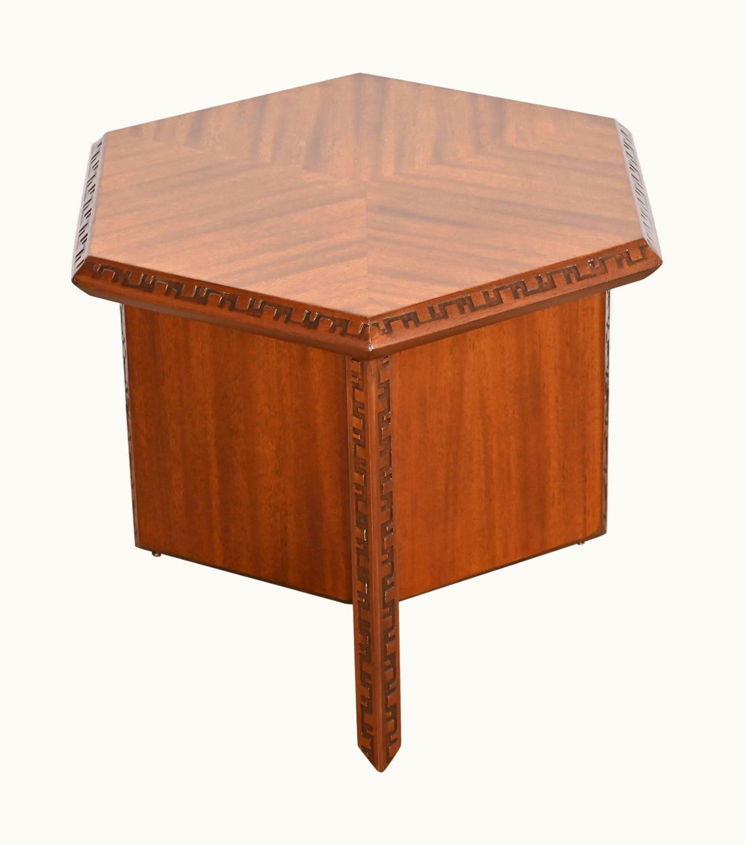 Frank Lloyd Wright Frank Lloyd Wright Taliesin Mahogany Hexagonal Side Table