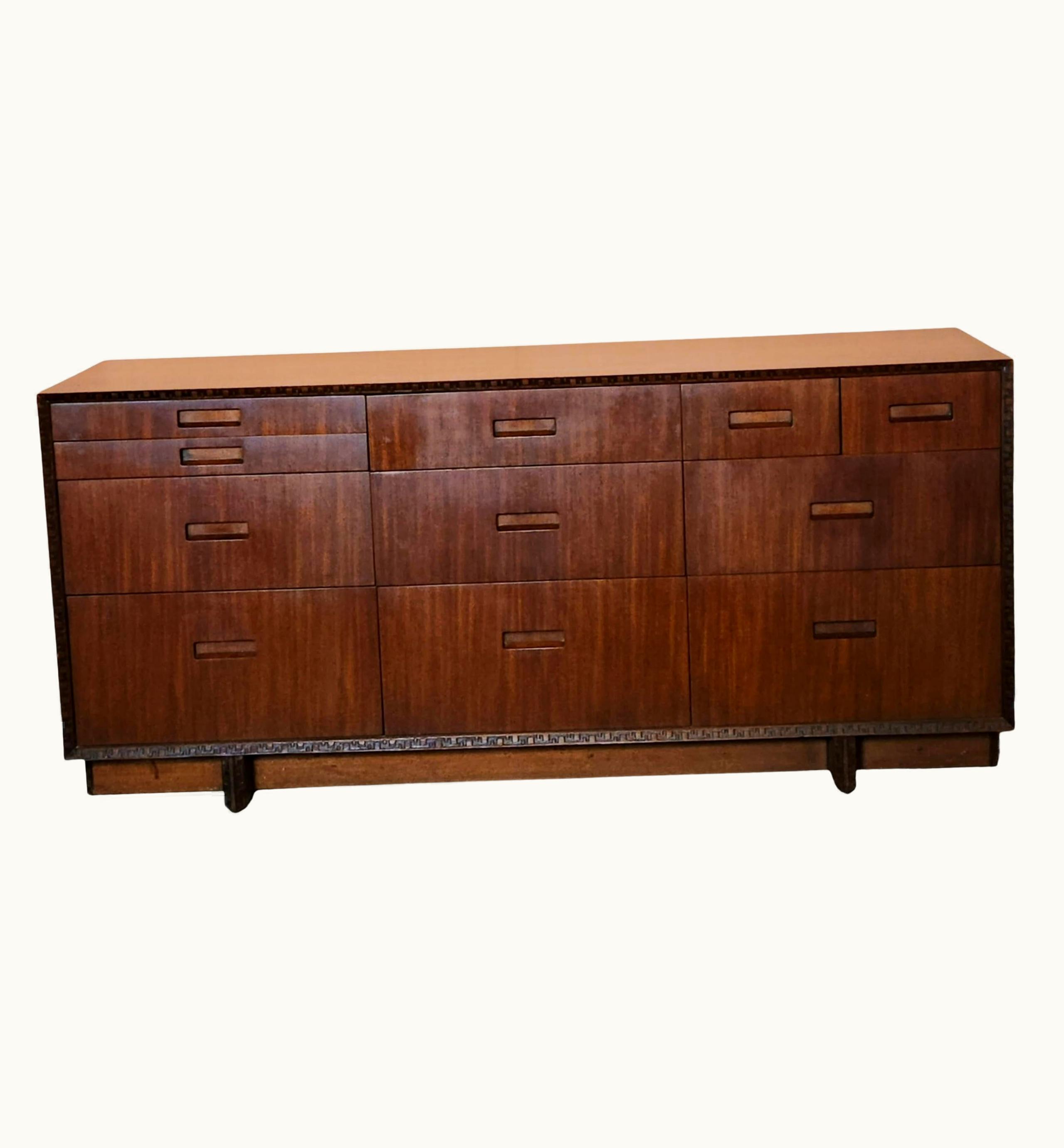 Frank Lloyd Wright Frank Lloyd Wright Mahogany Dresser Taliesin Line Heritage Henredon, Circa 1955