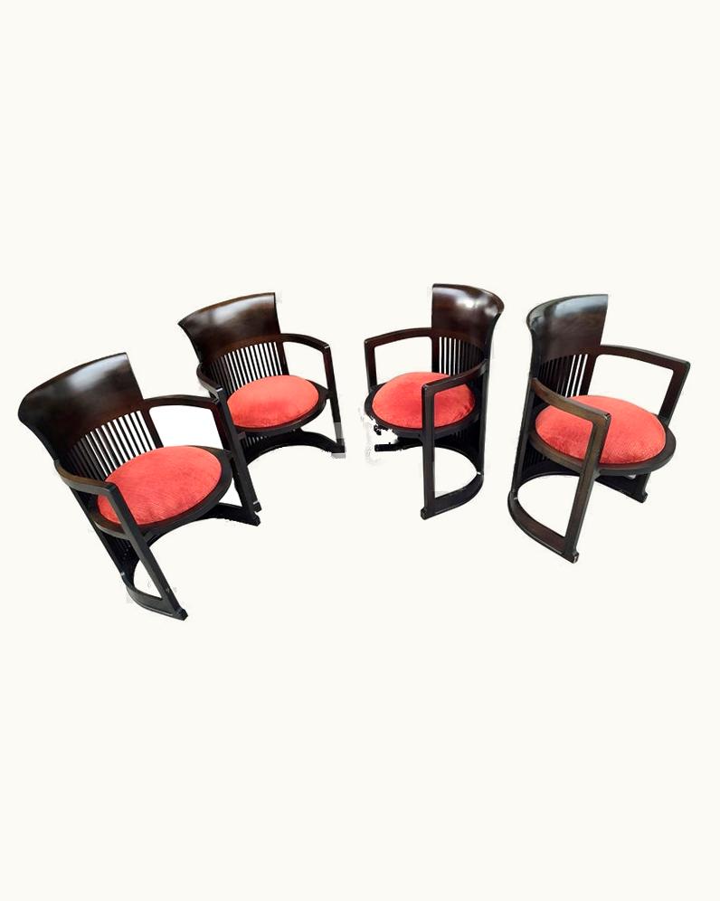 Frank Lloyd Wright Frank Lloyd Wright Mid-Century Modern Arts & Crafts Set Of 4 Frank Lloyd Wright Chairs By Cassina