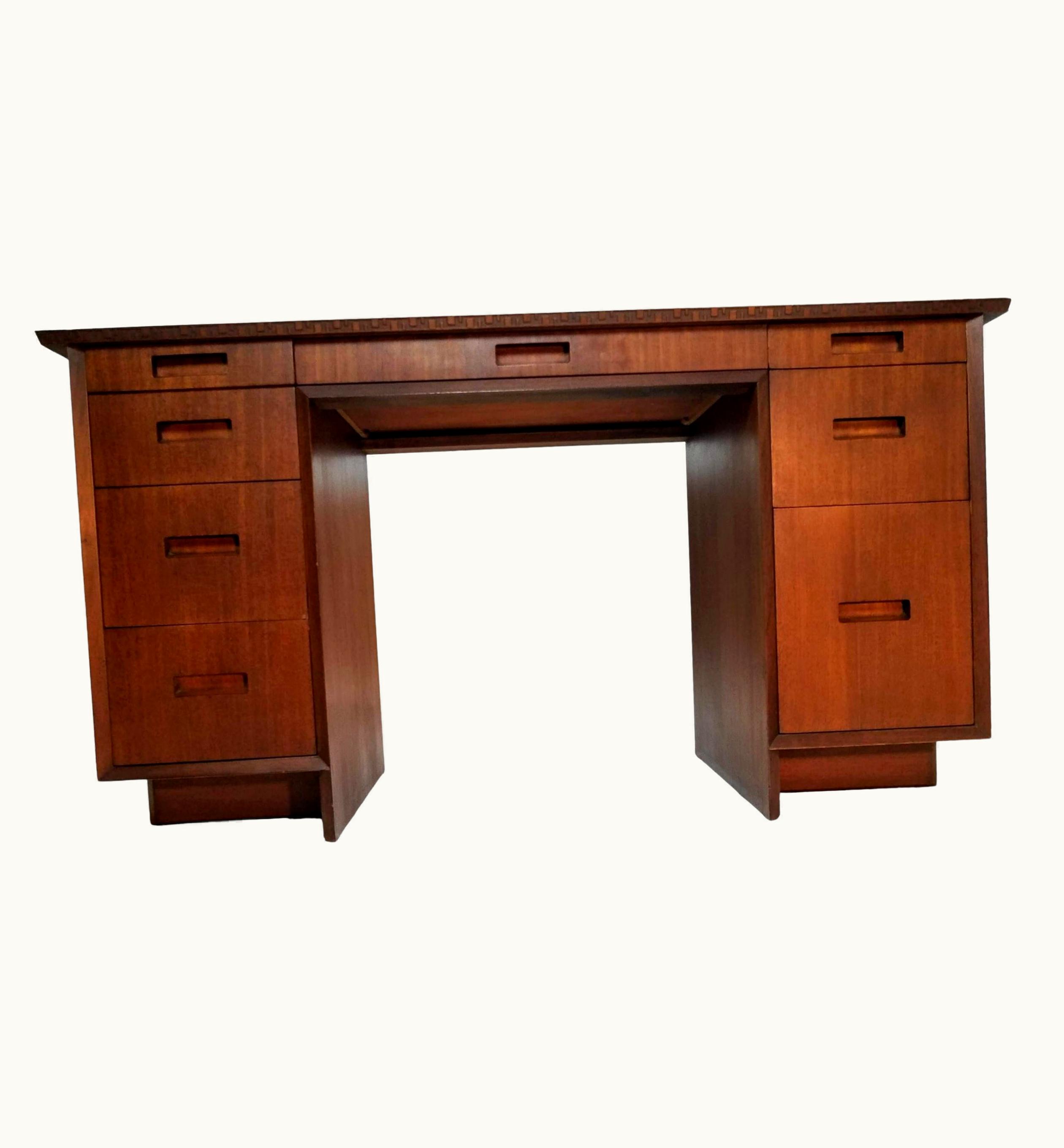Frank Lloyd Wright Frank Lloyd Wright For Heritage Henredon Taliesin Mahogany Desk 1955/56