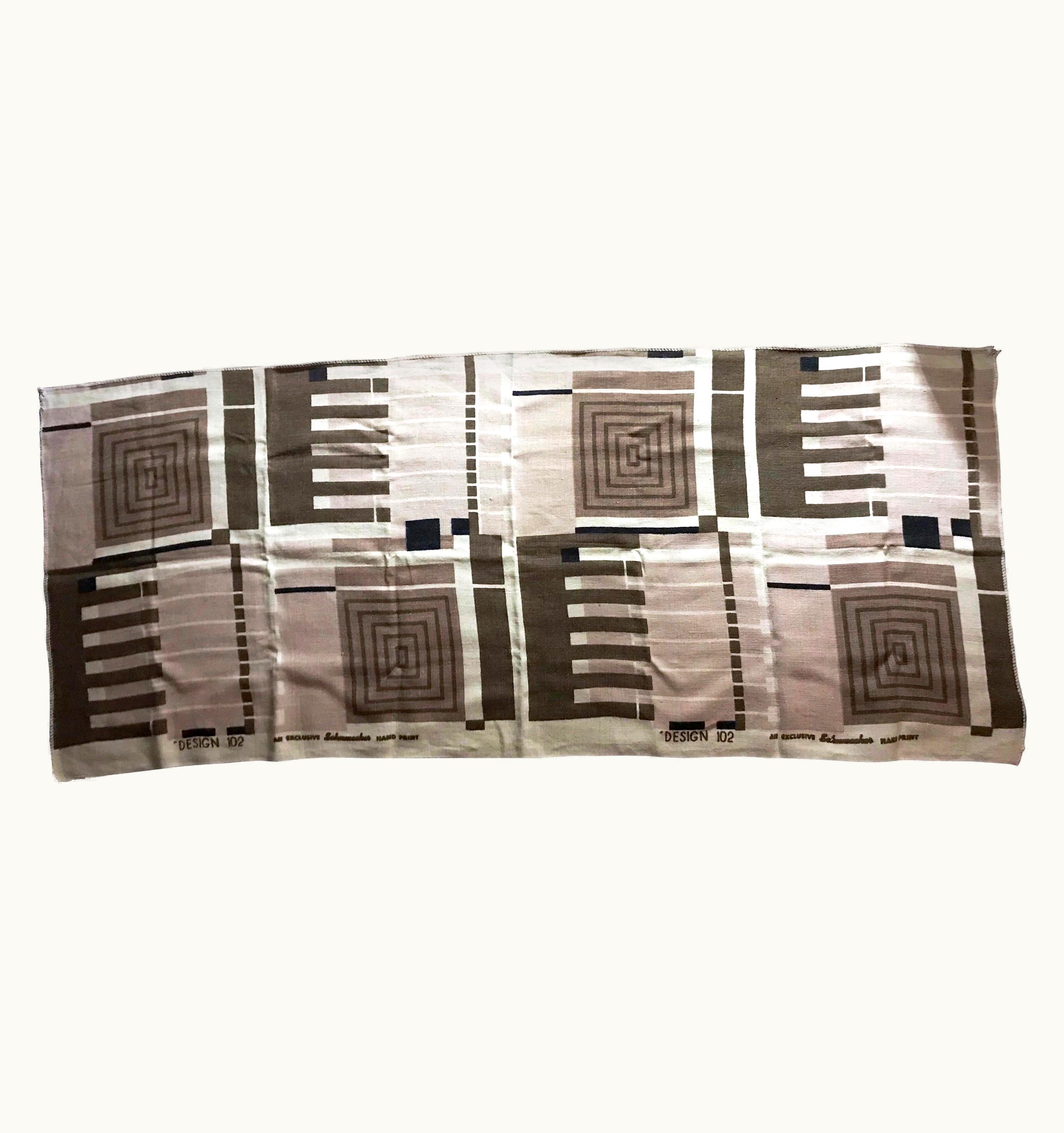 Frank Lloyd Wright Frank Lloyd Wright Taliesin Large Linen Textile Swatch 1955 Signed, Schumacher